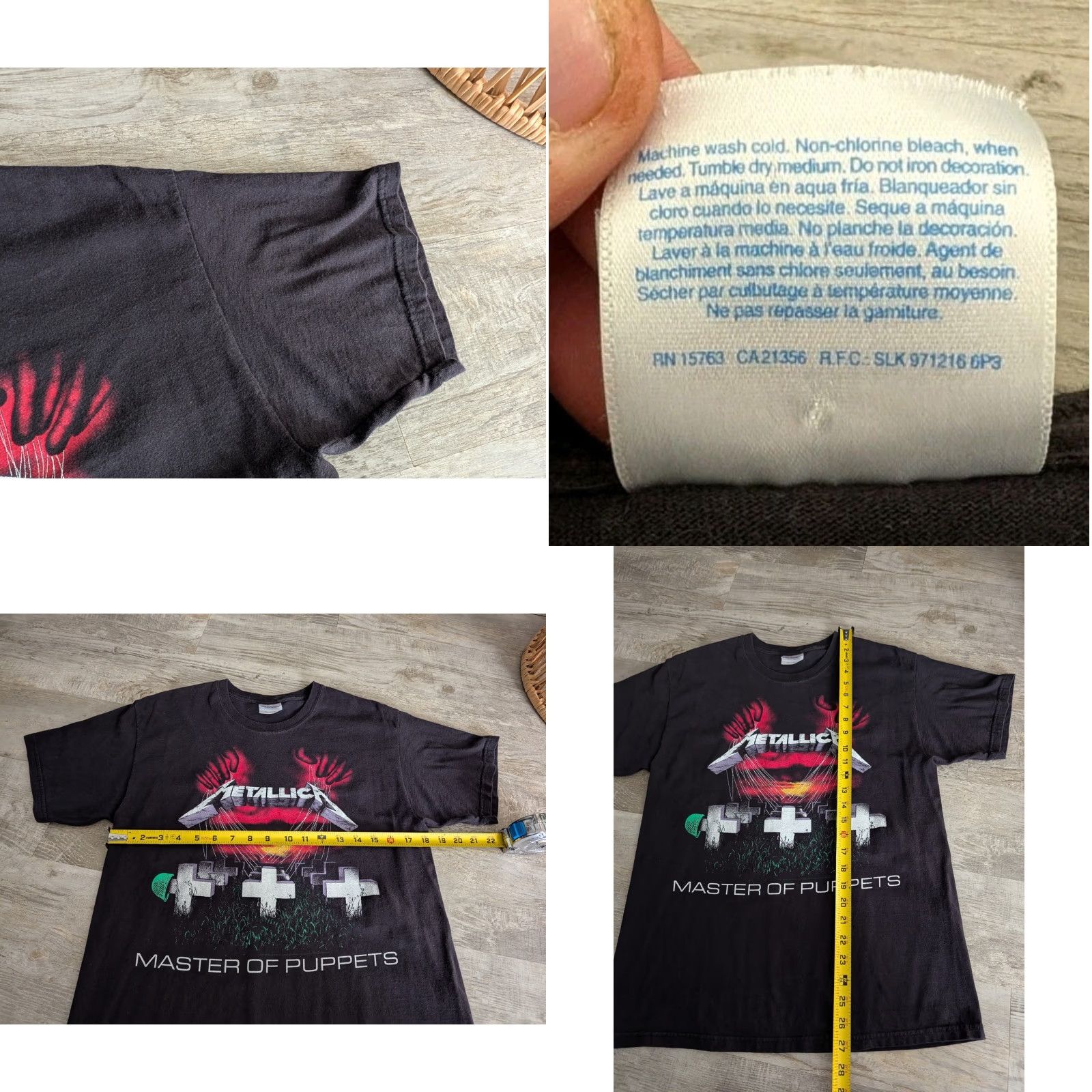 Hanes VINTAGE Y2K Metallica Master of Puppets Band Tee T-Shirt Black Adult Medium Heavyweight Graphic Mens Size US M / EU 48-50 / 2 - 8 Thumbnail