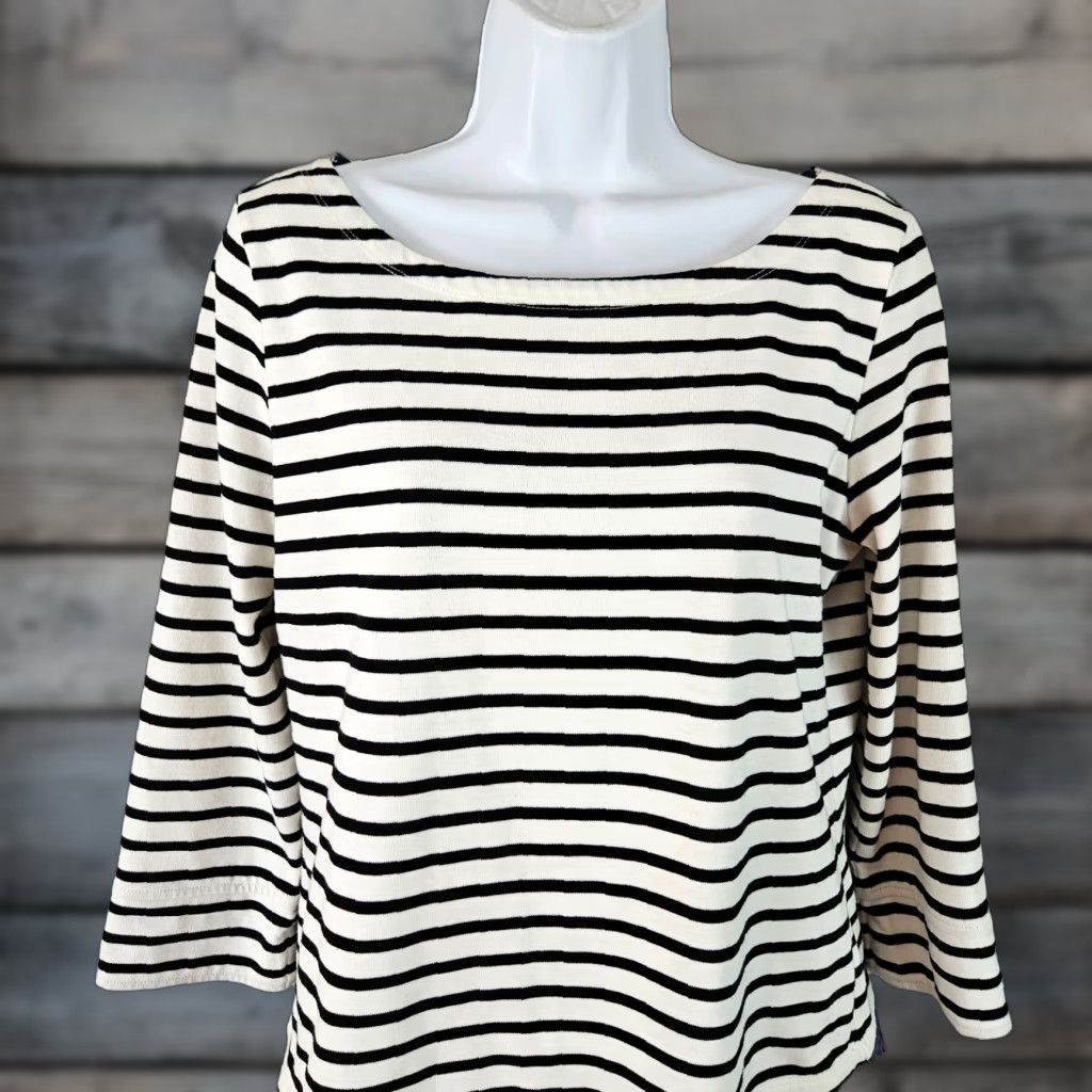 Market Market & Spruce Womens Top 3/4 Sleeve Size M Black White Stripe Blouse Shirt Multicolor Pattern Striped Casual Womens Size M / US 6-8 / IT 42-44 - 1 Thumbnail