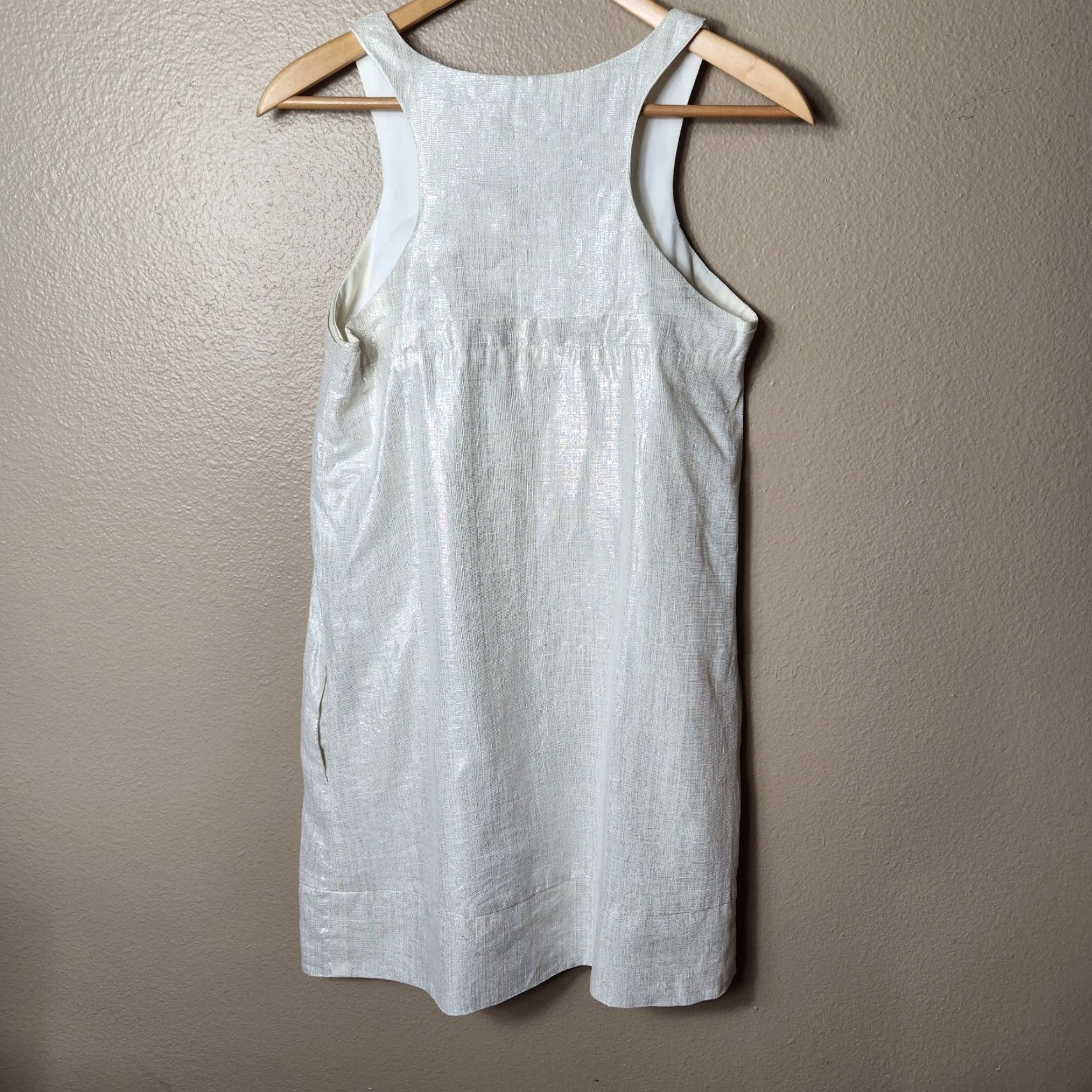 Maje Maje Cream Shimmer Tank Mini Dress-Size 2 Cotton/Lurex Shimmer Size XS / US 0-2 / IT 36-38 - 4 Thumbnail