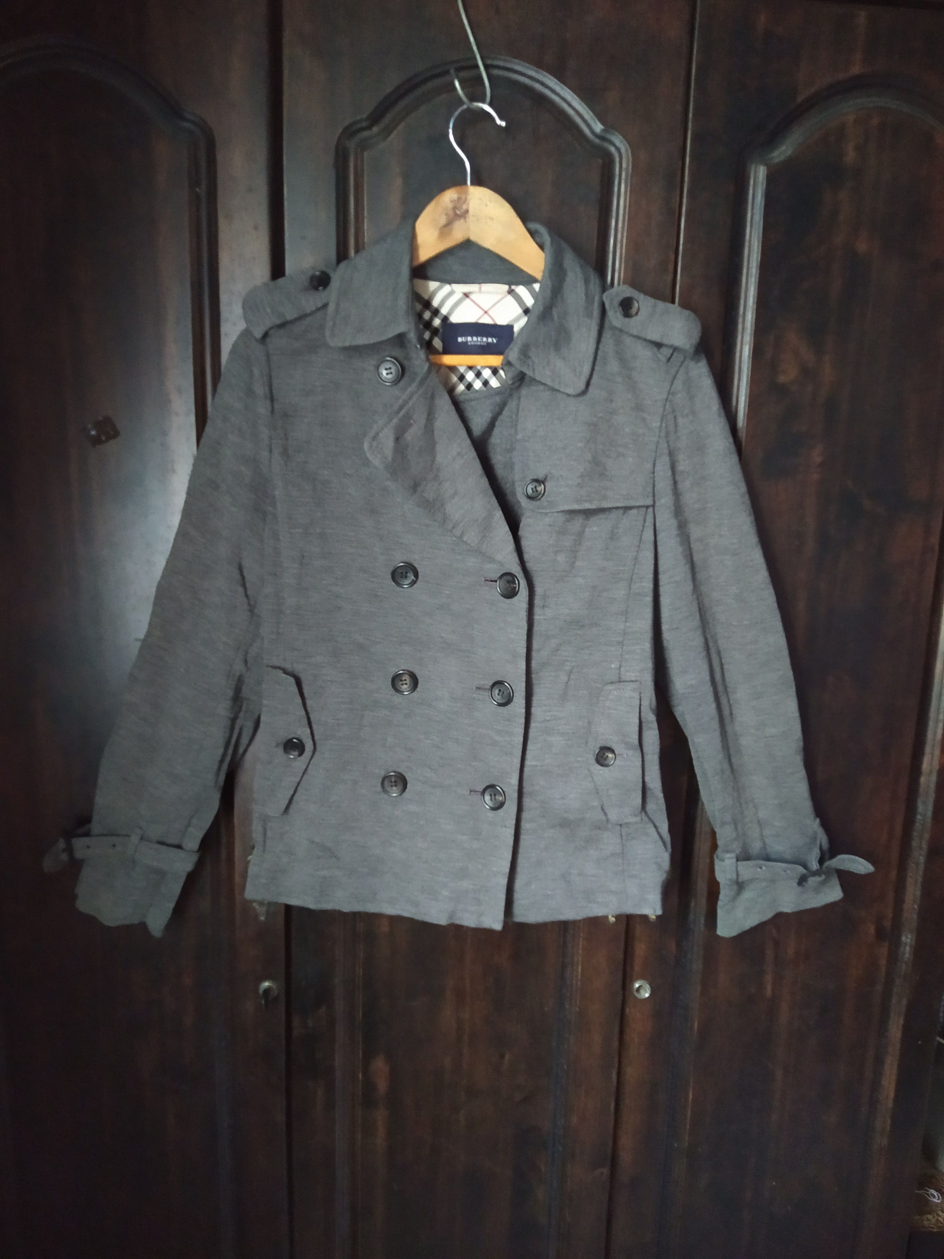 Burberry London Blue Label Wool Pea Coat Grey