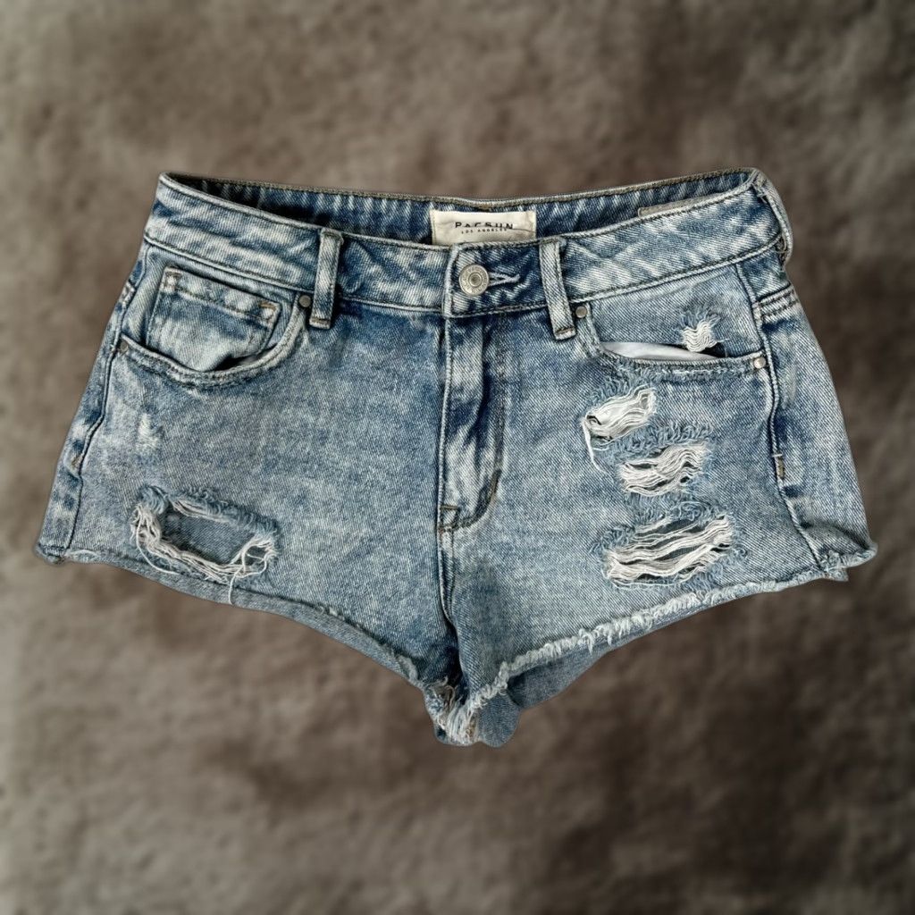 Pacsun PacSun Denim Jean Shorts Women's 24 Blue Distressed Festival Cutoff Frayed Shirt? Size 42" / US 20 - 1 Thumbnail