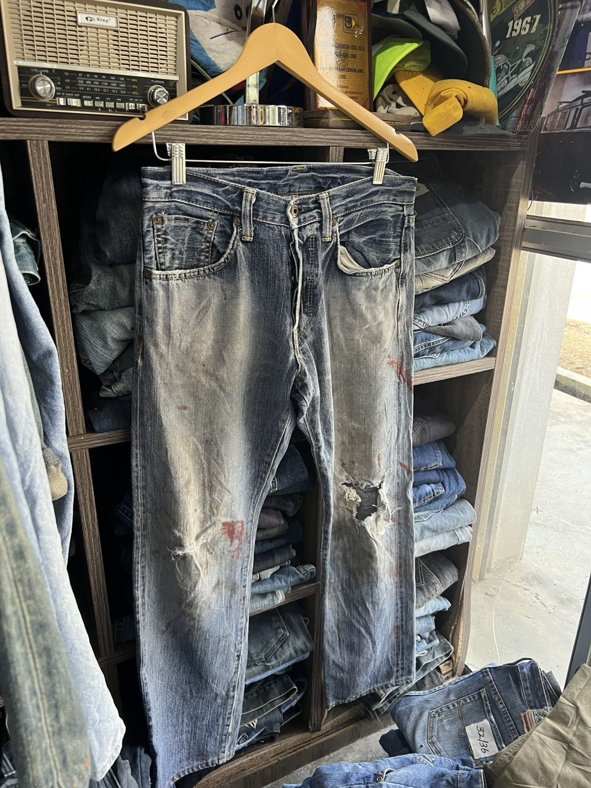 Edwin 🔥Vintage Edwin 505 Distressed Denim Size US 32 / EU 48 - 3 Thumbnail