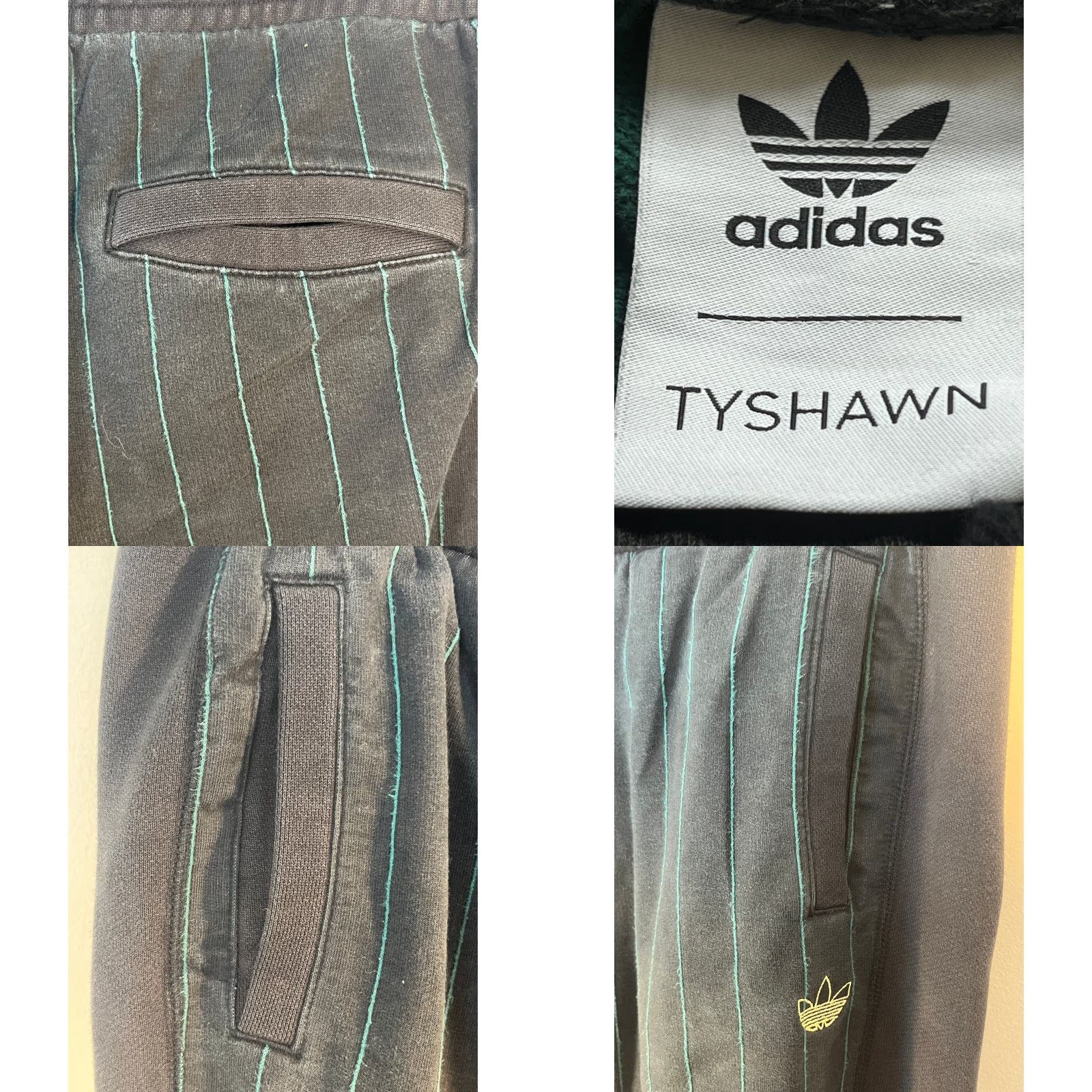 Adidas Adidas Mens Large Black Green Striped Jogger Pants Sports Casual Athletic Size US 33 - 8 Thumbnail