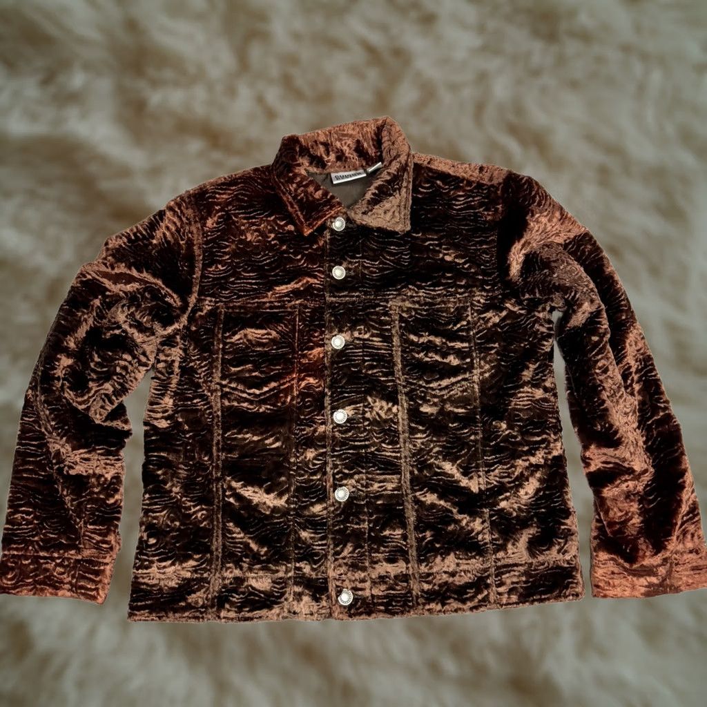 Vintage Chicos Orange Brown Faux Fur Jacket Blazer Silk Lined Button Front Sz 1 Women’s JackeT, Designer, Basic Jacket, Lined, Size 1, Orange brown, Button Size XS / US 0-2 / IT 36-38 - 1 Thumbnail