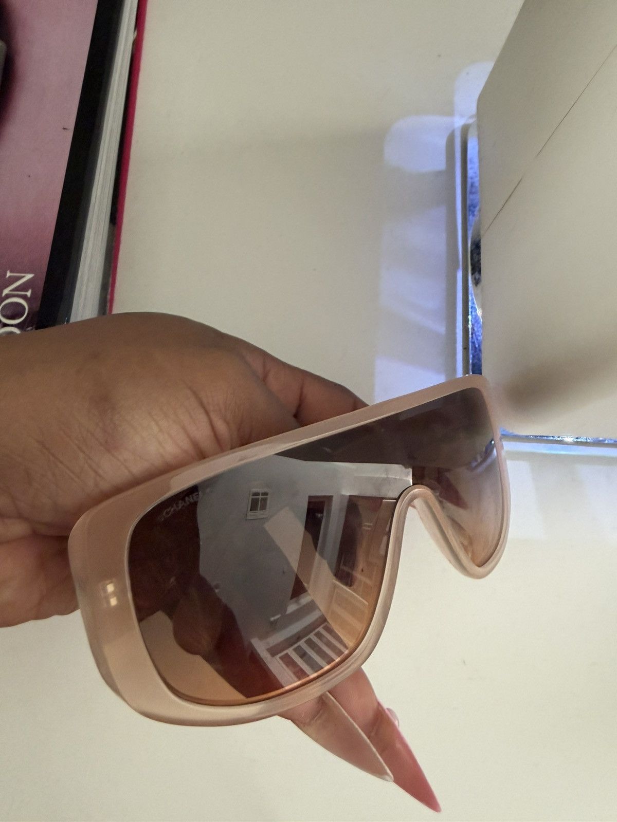 Chanel Acetate Shield Glasses (Beige)