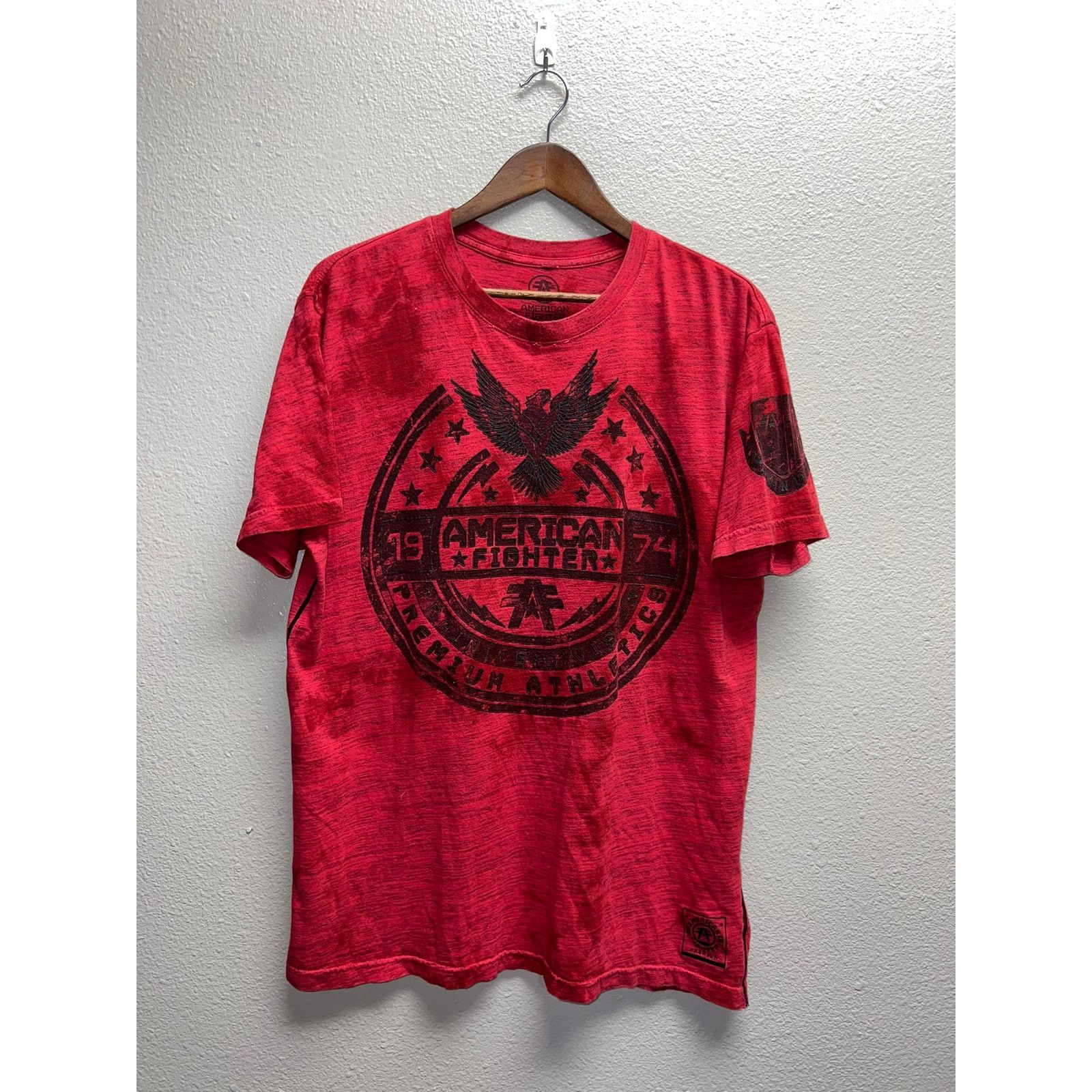 American Apparel American Fighter Shirt Freemont Red Graphic XL Y2K 2000s Size US XL / EU 56 / 4 - 1 Thumbnail