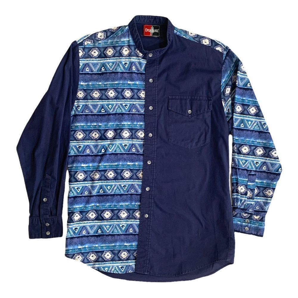 Vintage Vintage Open Range Southwestern Patchwork Button-Up Shirt Ma Size US M / EU 48-50 / 2 - 1 Thumbnail