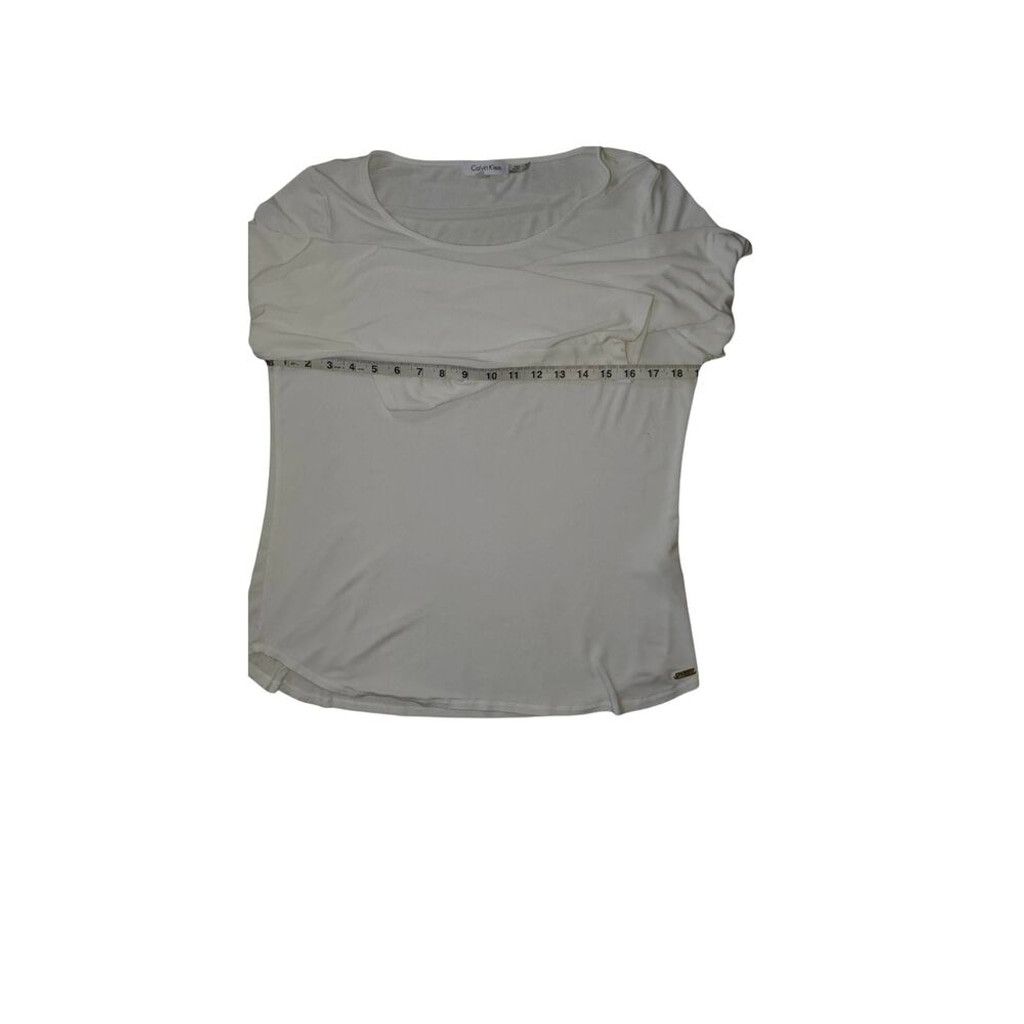 Calvin Klein Calvin Klein Women's Size L Long Sleeve White Tee Shirt Size L / US 10 / IT 46 - 4 Thumbnail