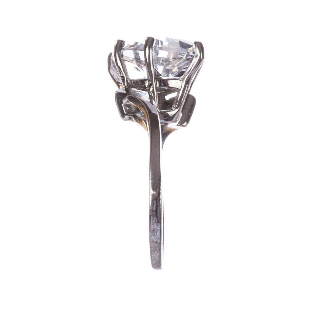 Designer Art Deco Sterling Silver Rock Crystal Quartz Cocktail Ring Size ONE SIZE - 4 Thumbnail