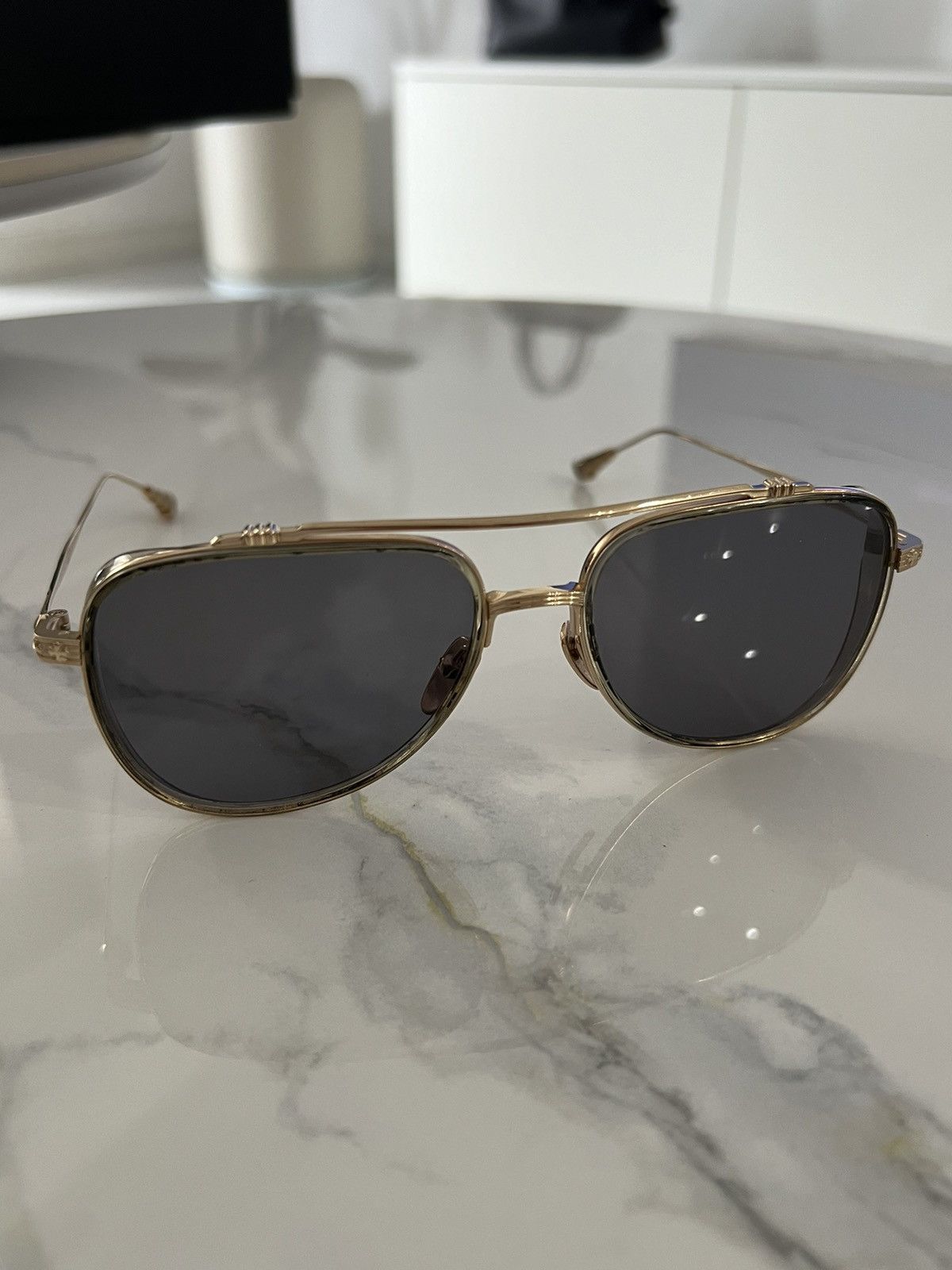 Chrome Hearts Chrome Hearts „Whisker Biscuit“ Gold Aviator Glasses Size ONE SIZE - 11 Thumbnail