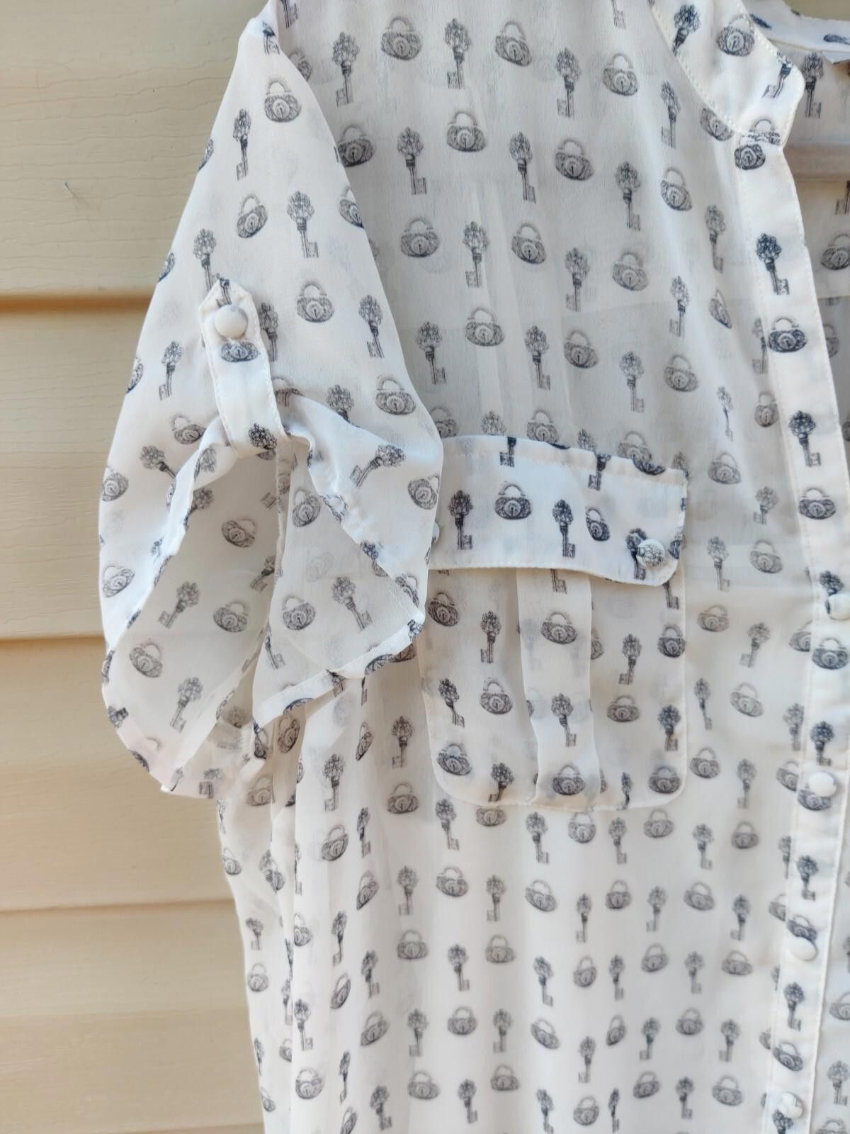Other Roz & Ali Lock & Key Sheer White Top Blouse w/ Built in Cami Size XL / US 12-14 / IT 48-50 - 6 Thumbnail