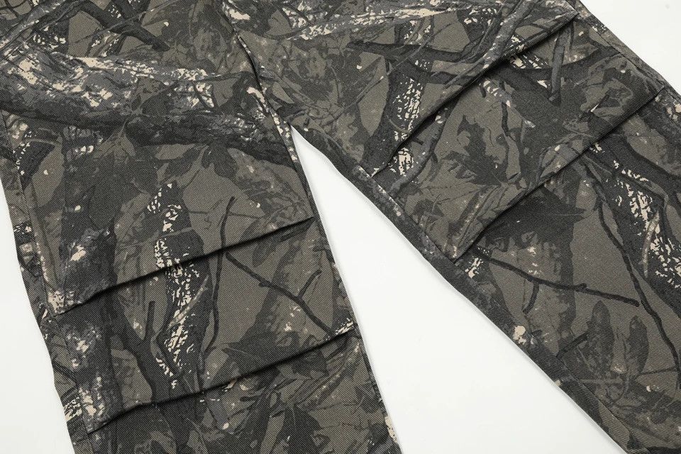 Designer Knee Pleated Branches Camouflage Cargo Size US 29 - 5 Thumbnail