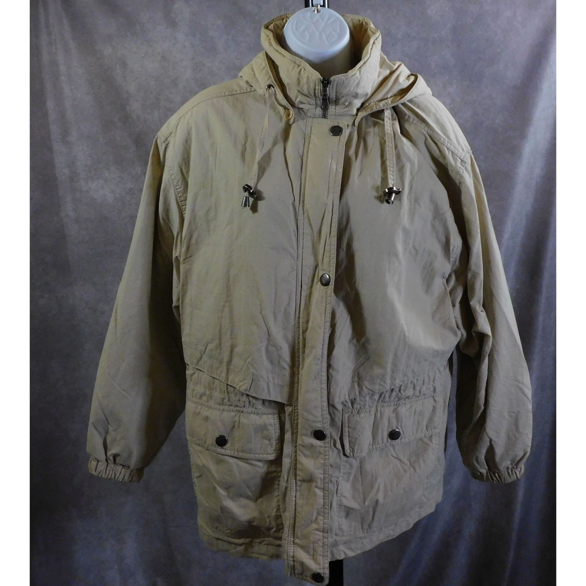 London Fog London Fog Beige Hooded Coat Size Large Petite Size L / US 10 / IT 46 - 1 Thumbnail