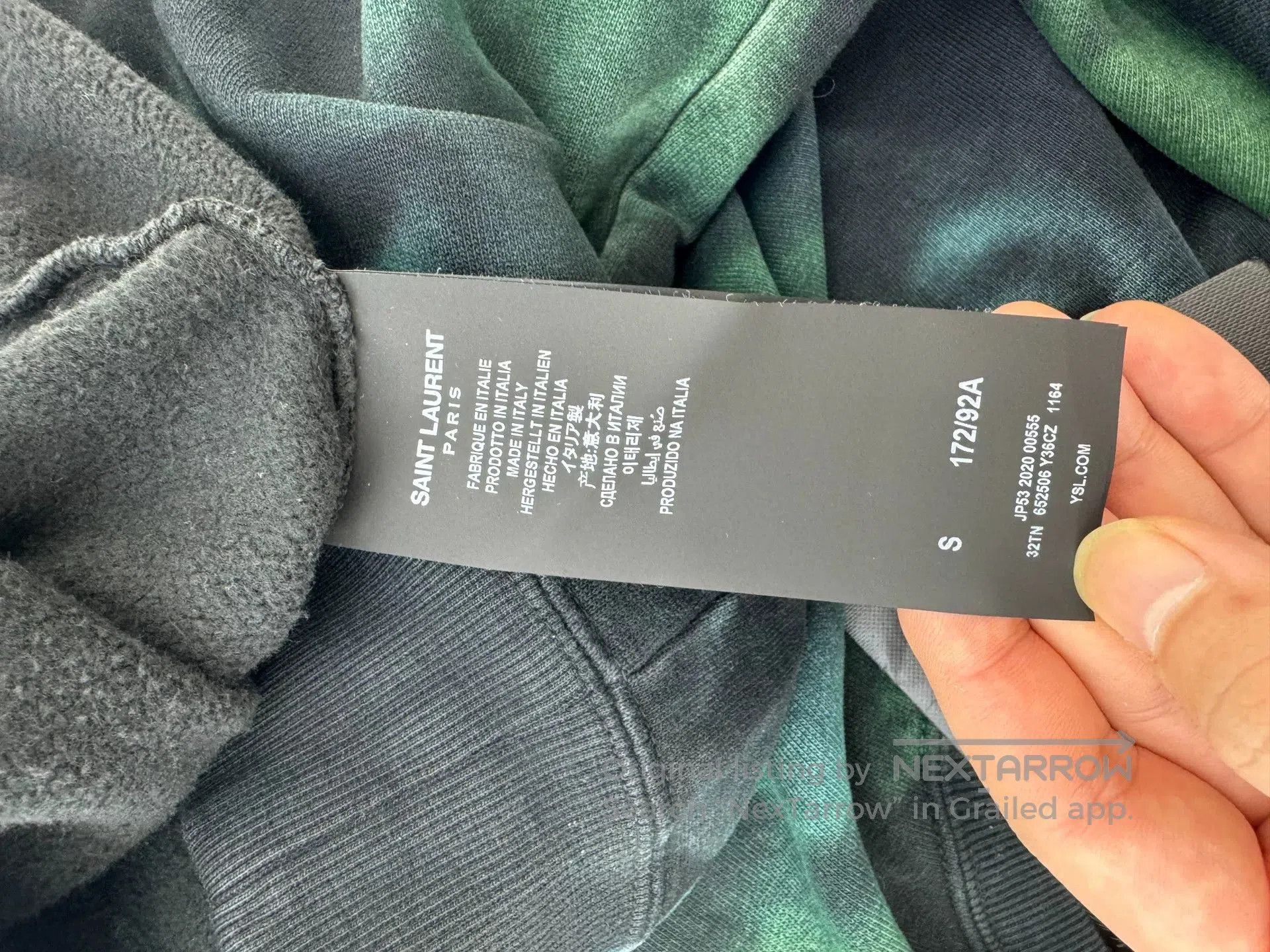 Saint Laurent Paris Saint Laurent SLP Green Tie-Dye Long-Sleeve T-Shirt. Size US S / EU 44-46 / 1 - 8 Thumbnail