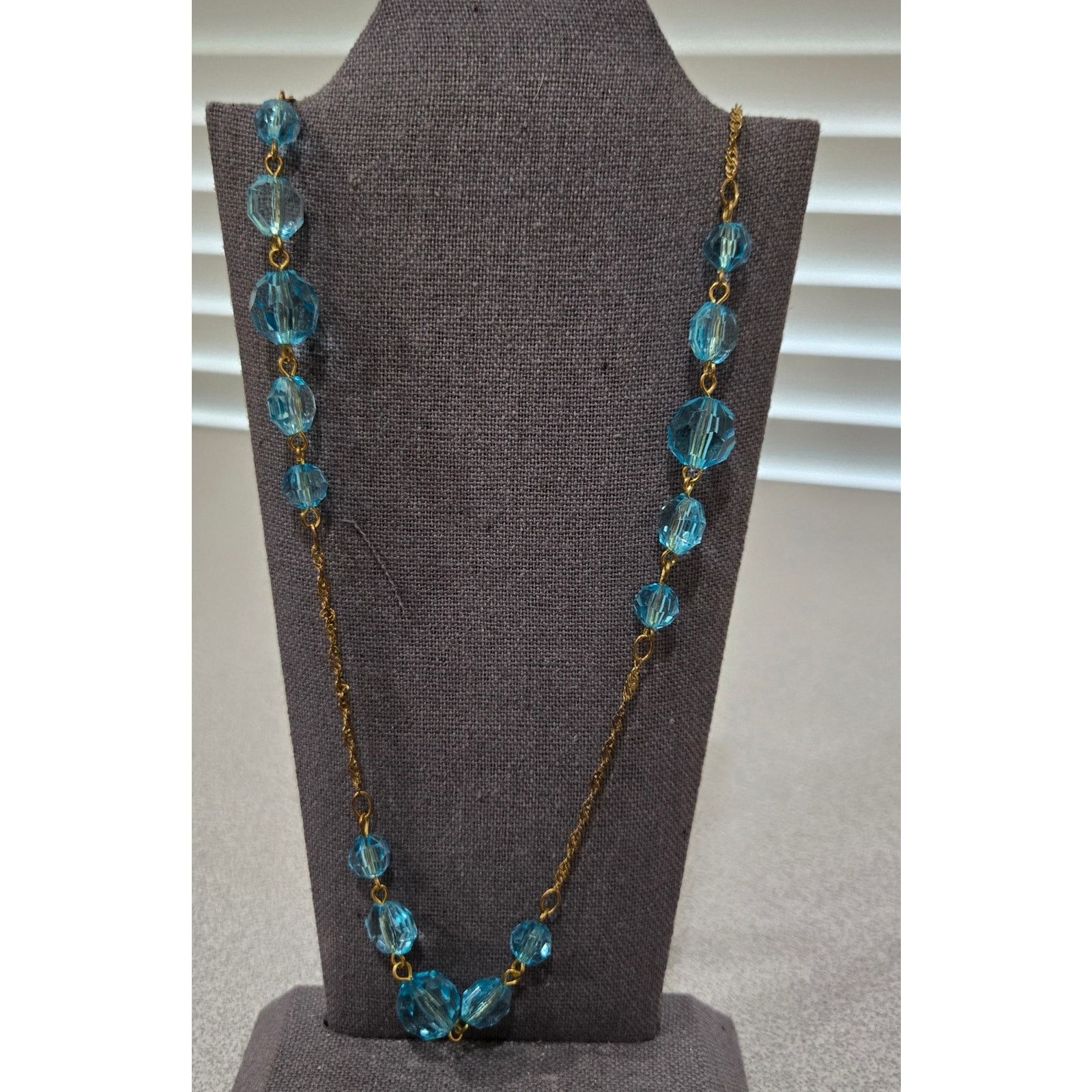 Other Gold Blue Clear Rounded Beads Infinity Necklace 17" Size ONE SIZE - 1 Thumbnail