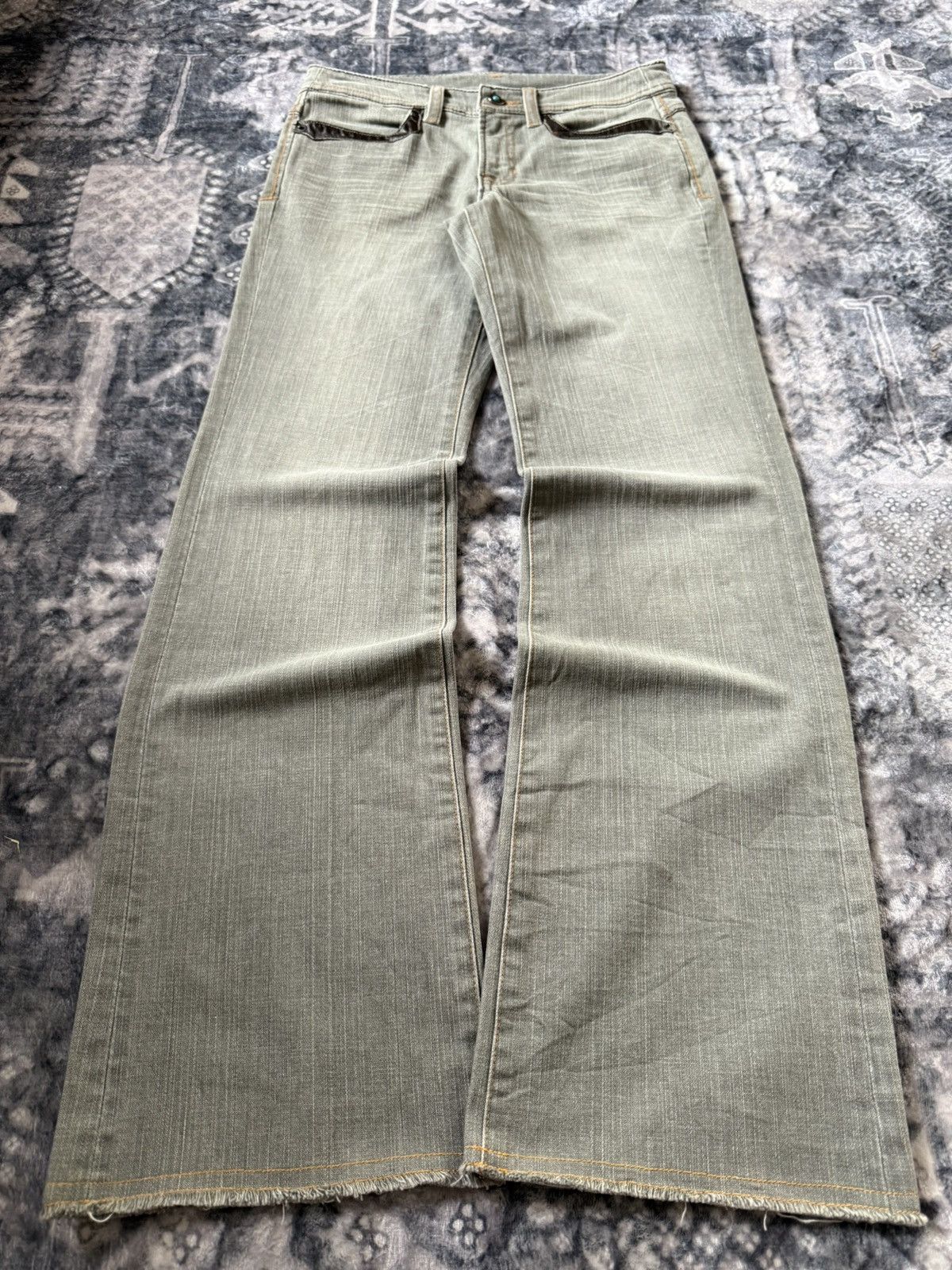 Hysteric Glamour Deux Brahmin Japan Smoke grey Low Rise Flared Jeans Size US 27 - 1 Thumbnail