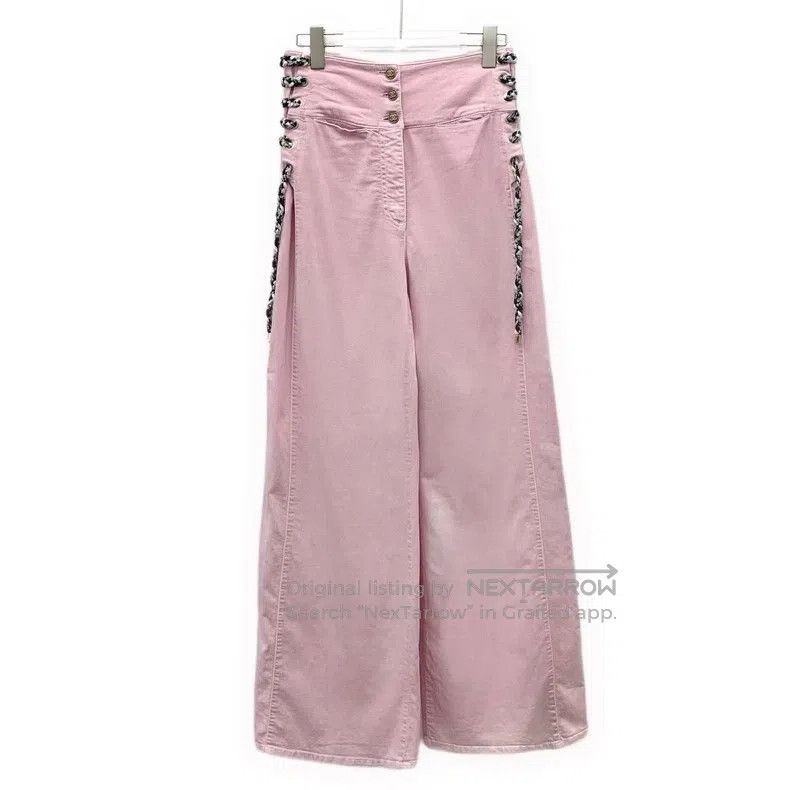 Chanel Light pink woven tie cotton casual straight denim t