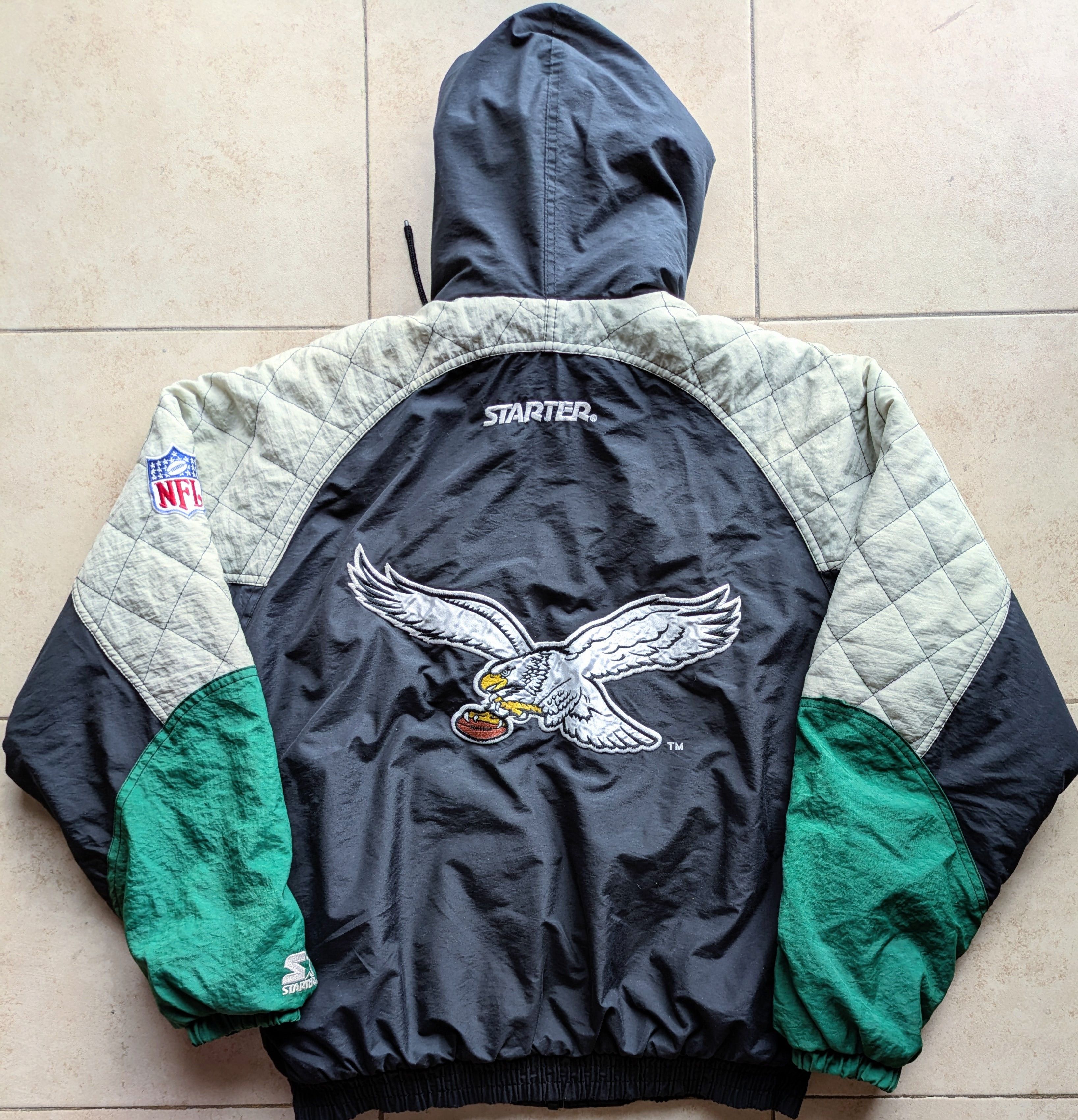 Philadelphia Eagles 90s STARTER coat S kelly blk NFL vtg