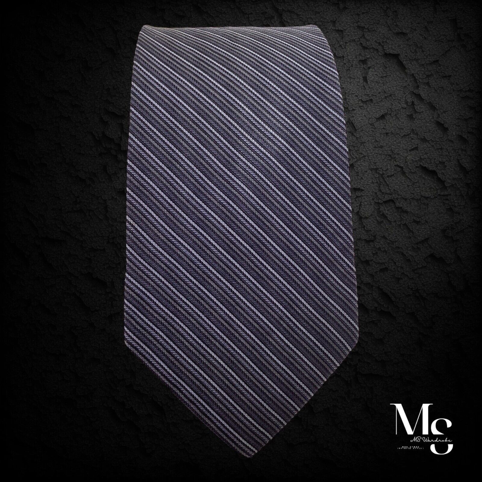 Other BROLETTO Gray Striped Luxury Silk Tie Hand Made in USA Size ONE SIZE - 6 Thumbnail
