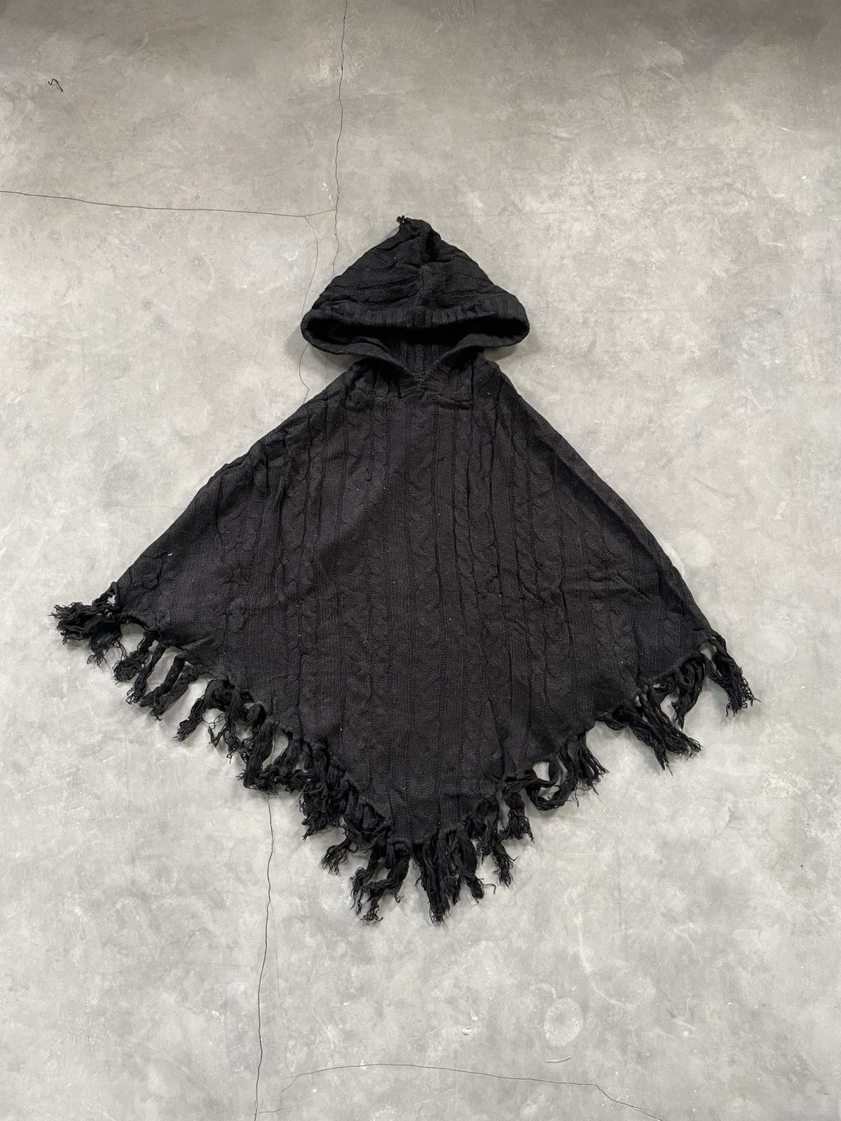 If Six Was Nine Grunge Goth Navana Japan Cloaks Cable Knit Black Vkei Style Size US XL / EU 56 / 4 - 1 Thumbnail