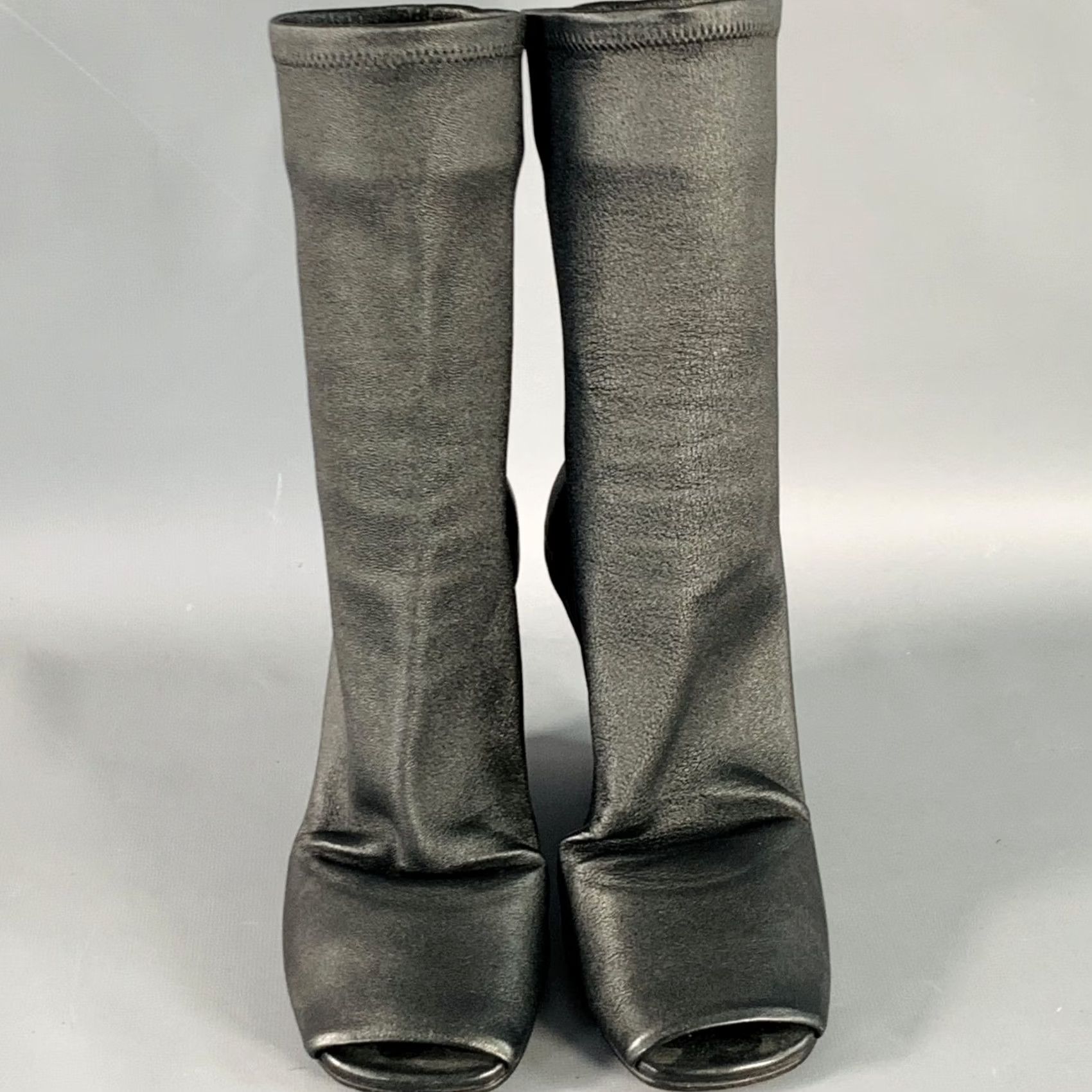 Rick Owens RICK OWENS Size 5 Black Lambskin Leather Open Toe Sock Wedge Boots Women Boots Leather Sock Open Toe Wedge IT 35 Black Size US 5 / IT 35 - 4 Thumbnail
