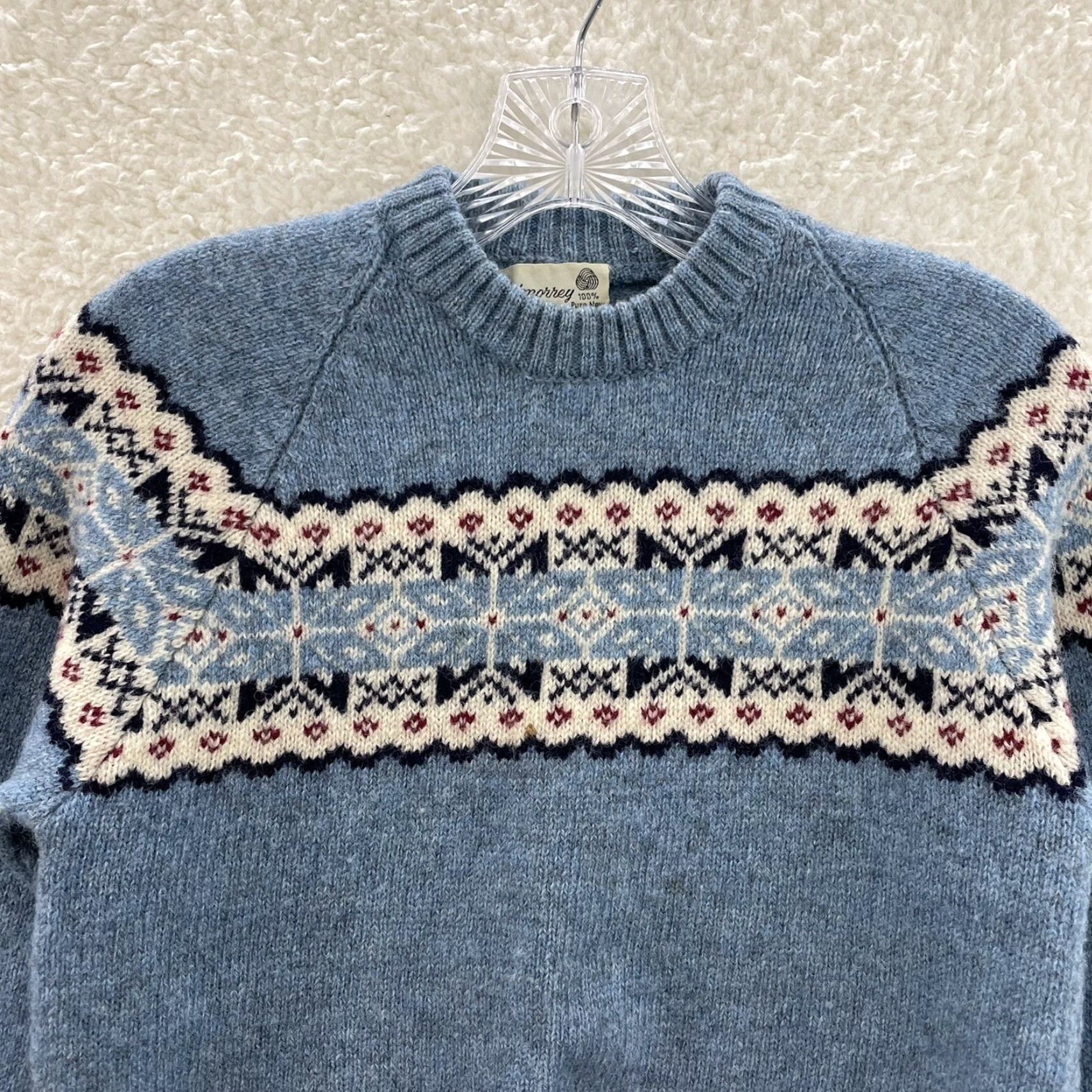Vintage VINTAGE Koilmorrey 100% Wool Sweater Women S/M Blue Fair Isle Nordic 80s UK 1980s Mens Womens Size S / US 4 / IT 40 - 3 Thumbnail