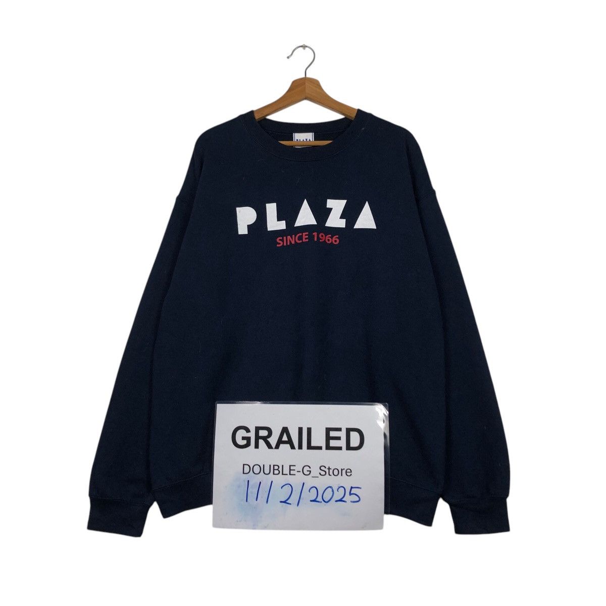 Japanese Brand PLAZA “Since 1966” Minimal Logo Crewneck — Navy Vintage Fit Size US L / EU 52-54 / 3 - 1 Thumbnail