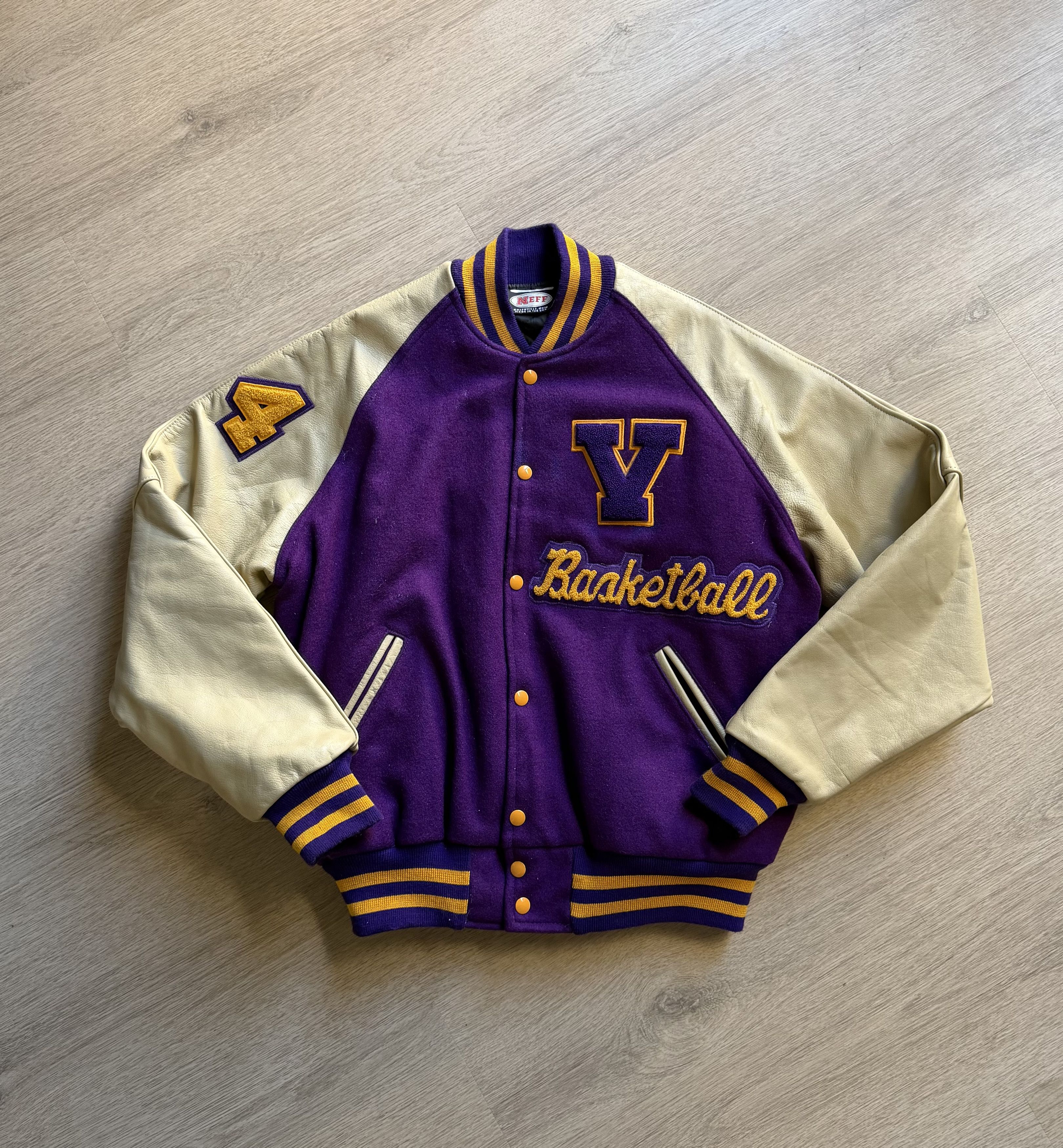 Vintage '94 Hornets Basketball Varsity Leather Jacket