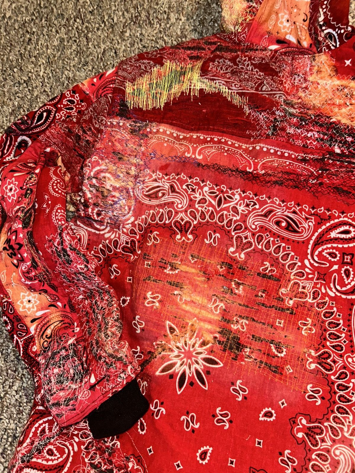 Other 1/1 Your World red bandana distressed repaired work jacket Size US M / EU 48-50 / 2 - 9 Thumbnail