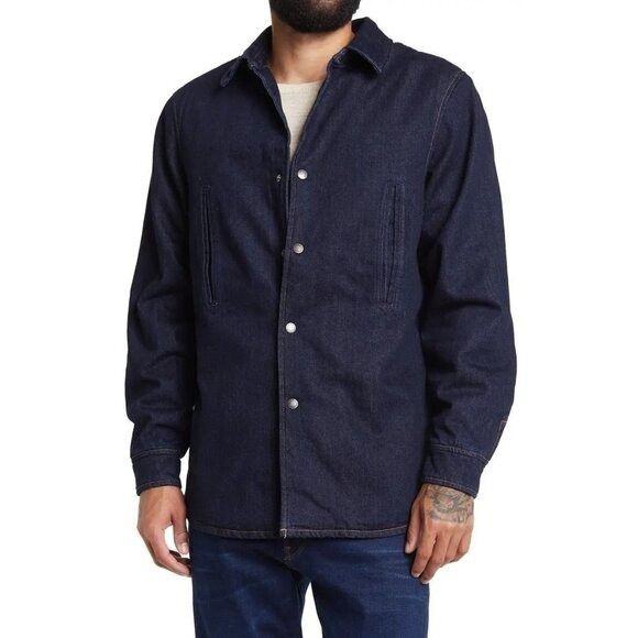 Slate & Stone Slate & Stone Mens Dark Wash Snap Front Long Sleeve Denim Sh Size US L / EU 52-54 / 3 - 1 Thumbnail
