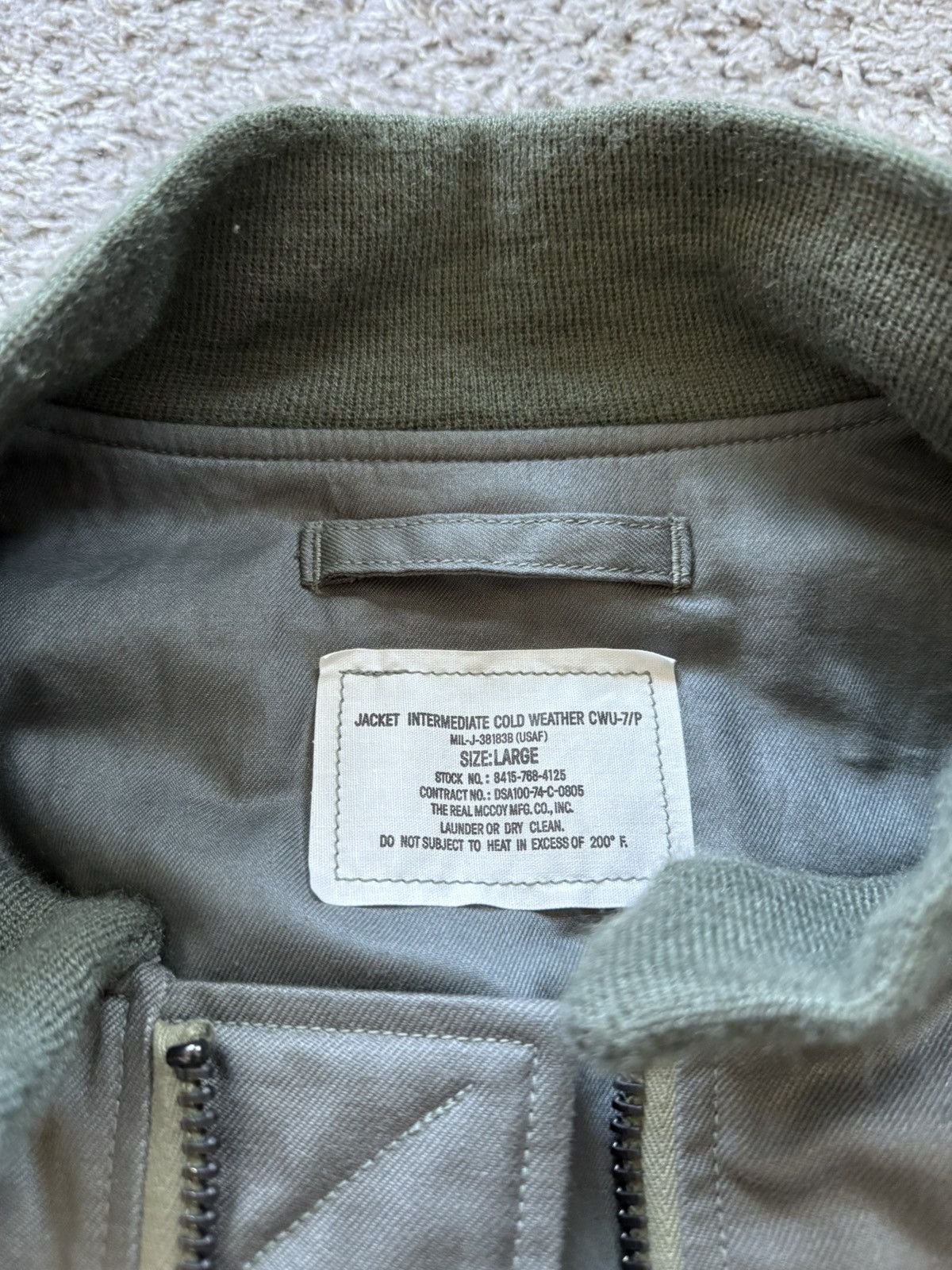 The Real McCoy's The Real McCoy's CWU-7/P Sage Green Bomber Jacket Large L Size US L / EU 52-54 / 3 - 3 Thumbnail
