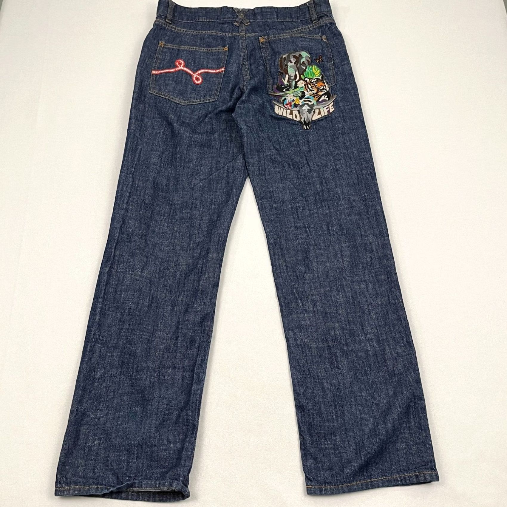 Vintage VINTAGE LRG Jeans 34x31 Blue Wildlife Animal Embroidered 90s Skate Mens Relaxed Straight Denim Pants Size US 34 / EU 50 - 5 Thumbnail