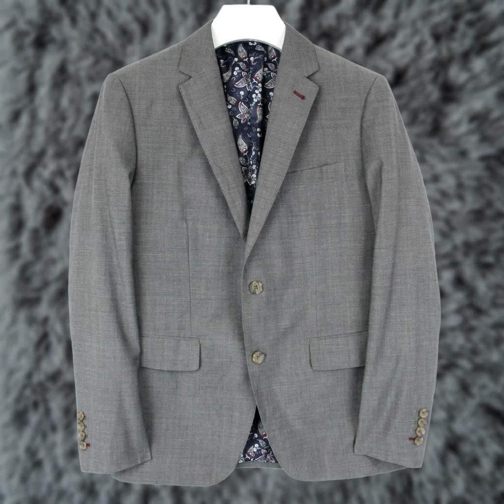 Vintage INDOCHINO Blazer Men's MEDIUM Wool Blend Notch Lapel Double Vented Melange Grey Size 40R - 1 Thumbnail