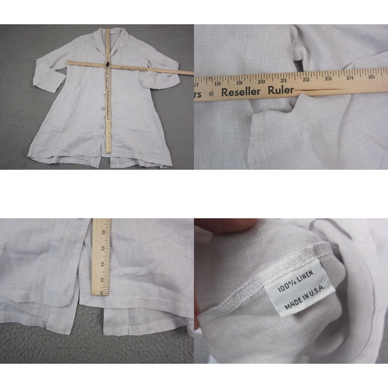 Vintage Bryn Walker Jacket Womens XL Gray Lilac 100% Linen Made in USA Size XL / US 12-14 / IT 48-50 - 8 Thumbnail