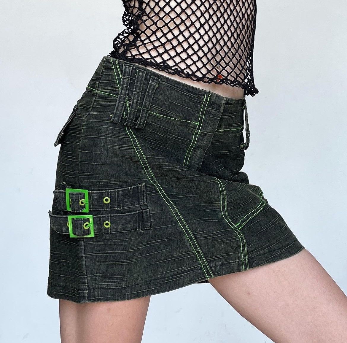 Vintage Y2K Distressed Denim Mini Skirt 14