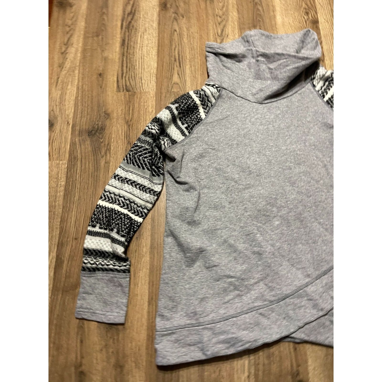 Vintage Maurices Shirt Women's Medium Turtleneck Long Sleeve Gray Black White Solid Casual Fall Spring Summer Modern Basic Regular Womens Size M / US 6-8 / IT 42-44 - 3 Thumbnail