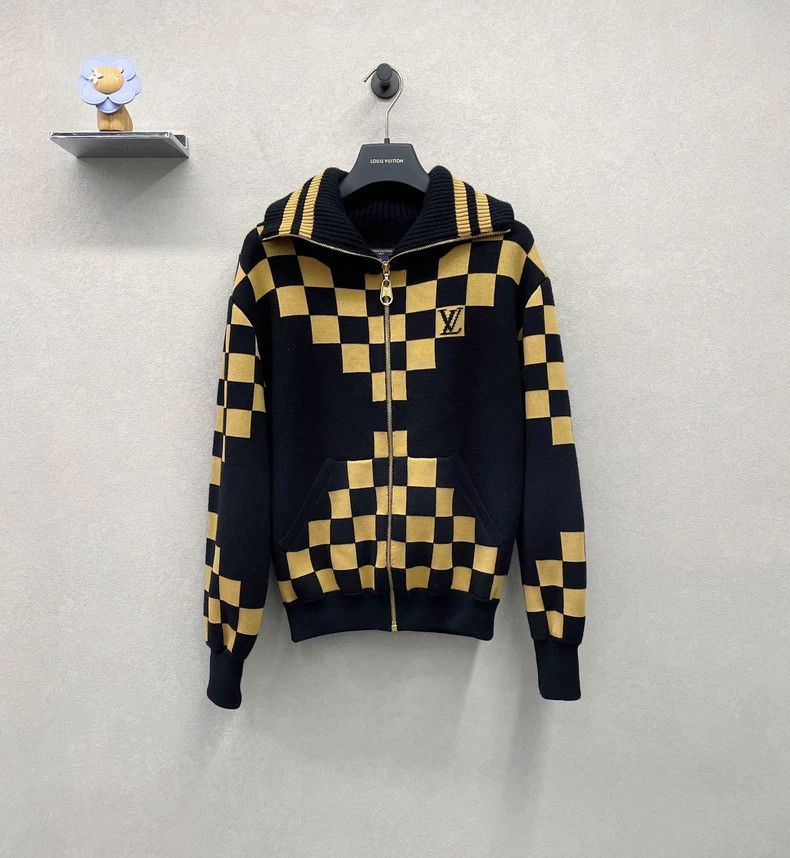 Louis Vuitton Black checkerboard knit jacket