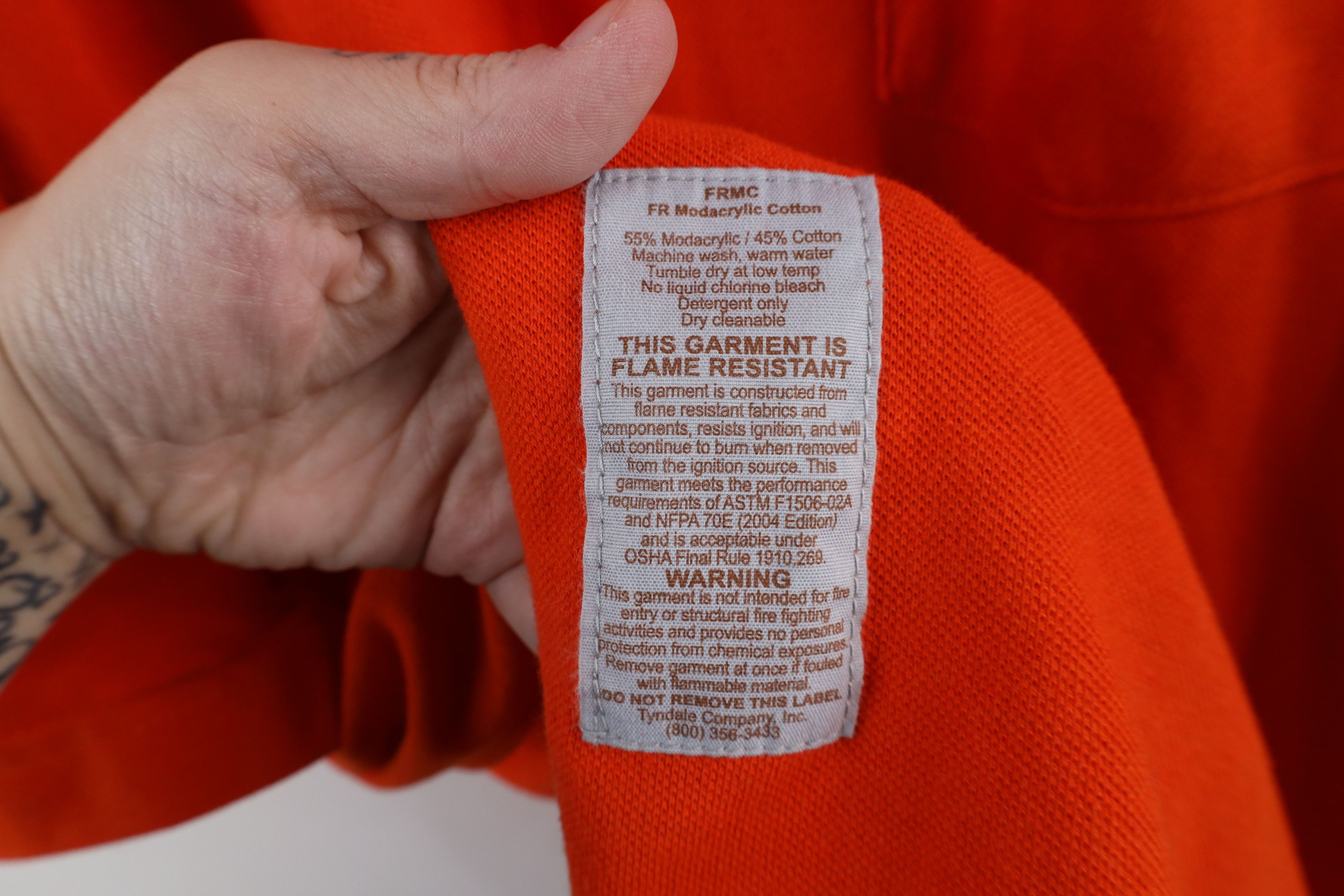 Vintage Tyndale FR Resistant ATPV 6.1 Work Henley T-Shirt Orange USA Size US XXL / EU 58 / 5 - 6 Thumbnail