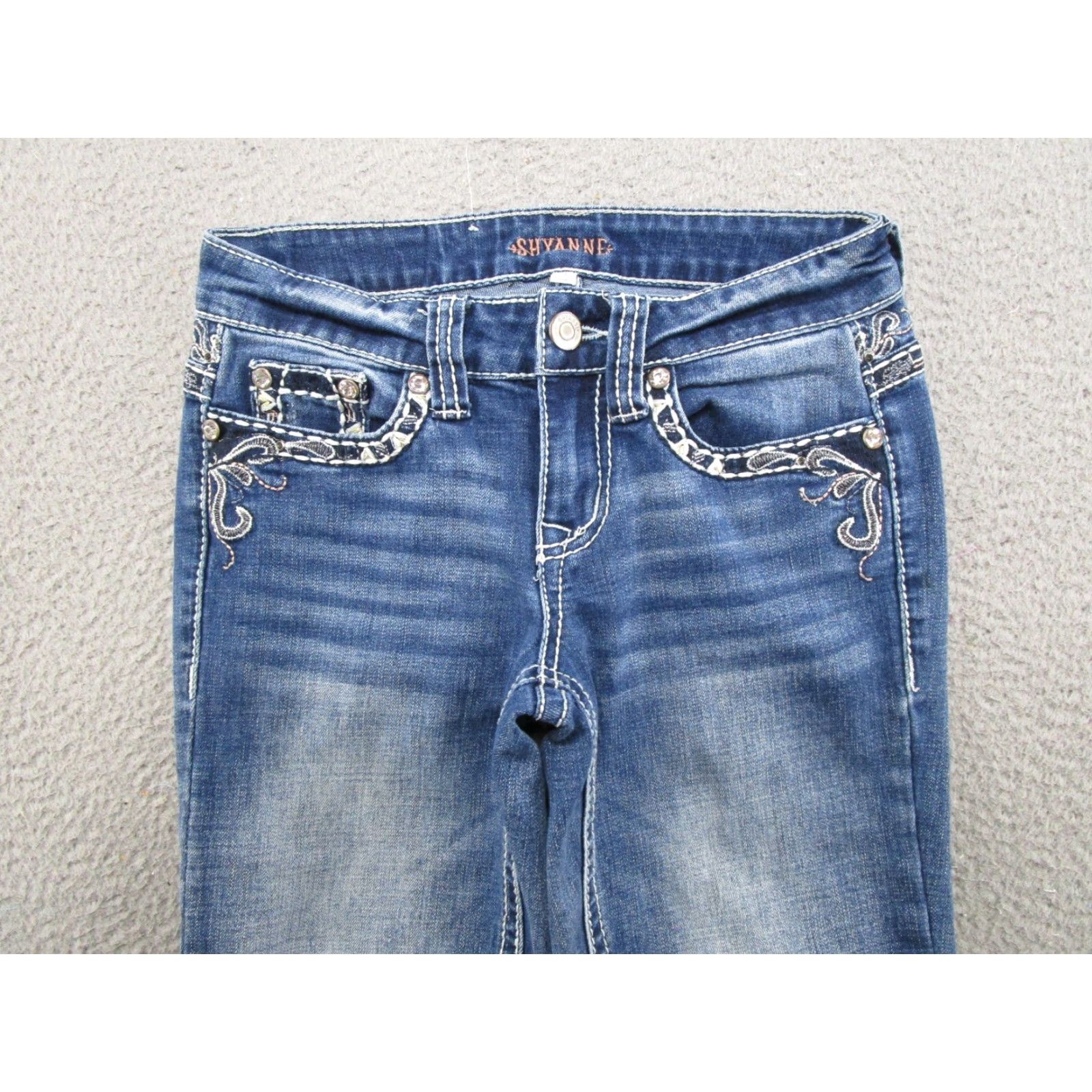 Vintage Shyanne Womens Bootcut Jeans Size 25 Long Read Blue Stretch Denim Cotton Spandex 5-Pocket Size 42" / US 20 - 3 Thumbnail