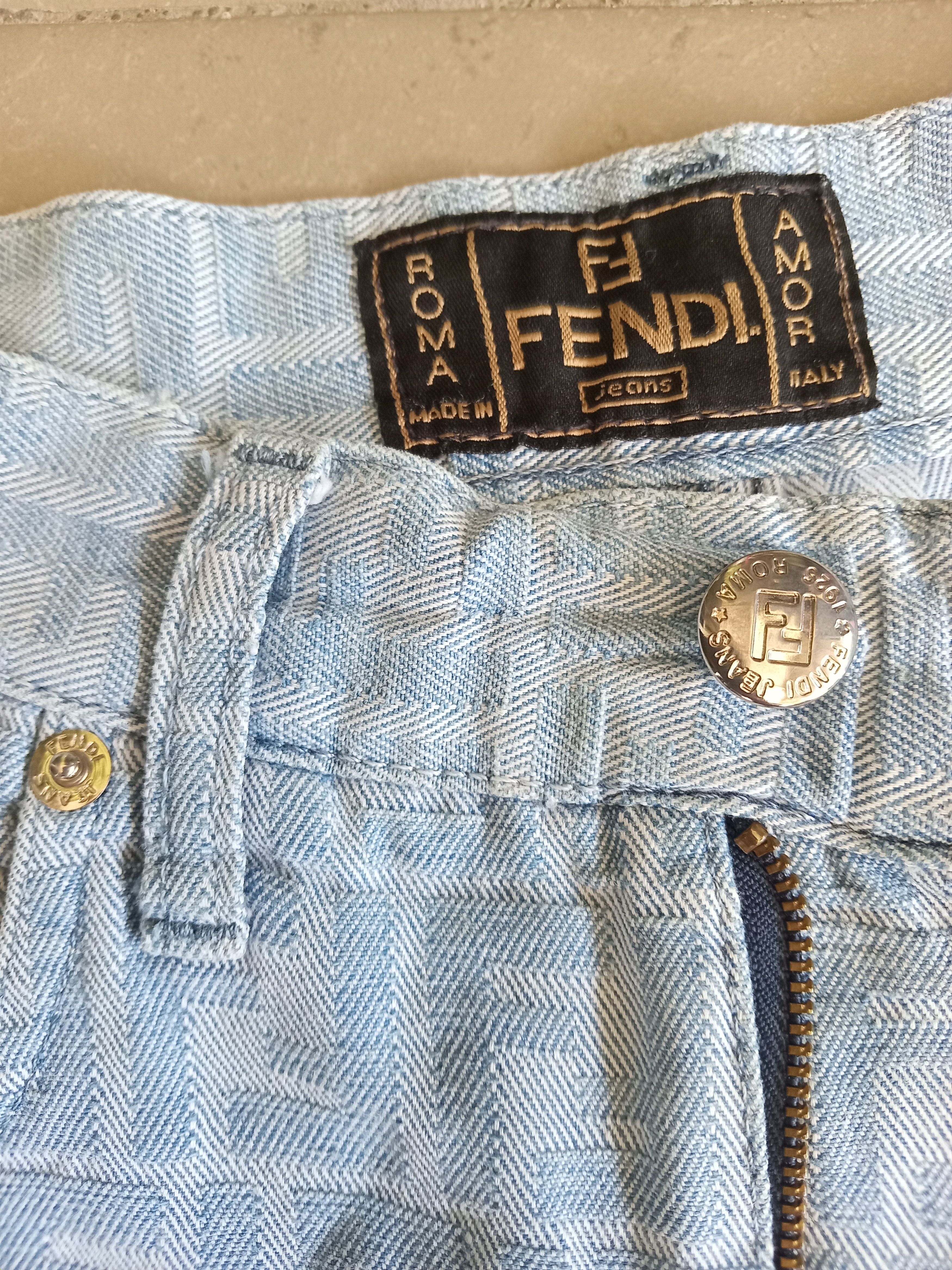 Fendi × Vintage Vtg Fendi Zucca Monogram Denim High Waist Jeans Size 26" / US 2 / IT 38 - 7 Thumbnail