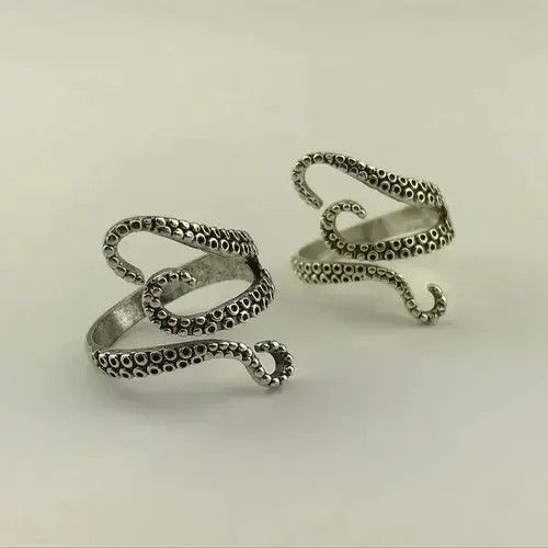 VIBE Kraken Octopus Sterling Silver Adjustable Ring Size ONE SIZE - 3 Thumbnail