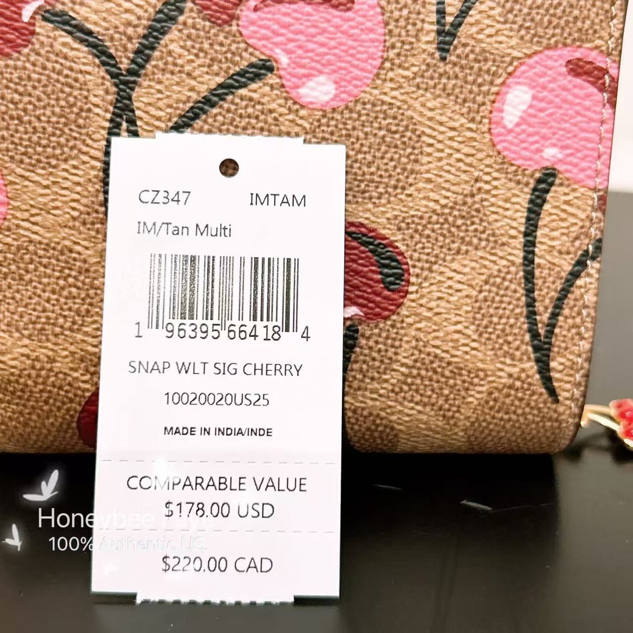 Coach Snap Wallet In Signature Canvas With Cherry Print CZ347 Size ONE SIZE - 7 Thumbnail
