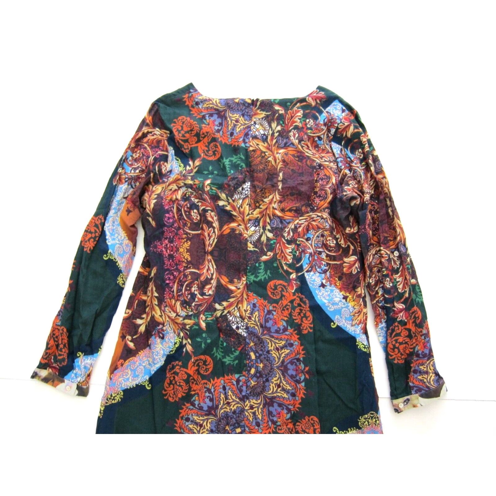 Vintage Personal Affairs Green Orange Floral Paisley Long Sleeve Tunic Sheath Dress 14 Size XL / US 12-14 / IT 48-50 - 6 Thumbnail