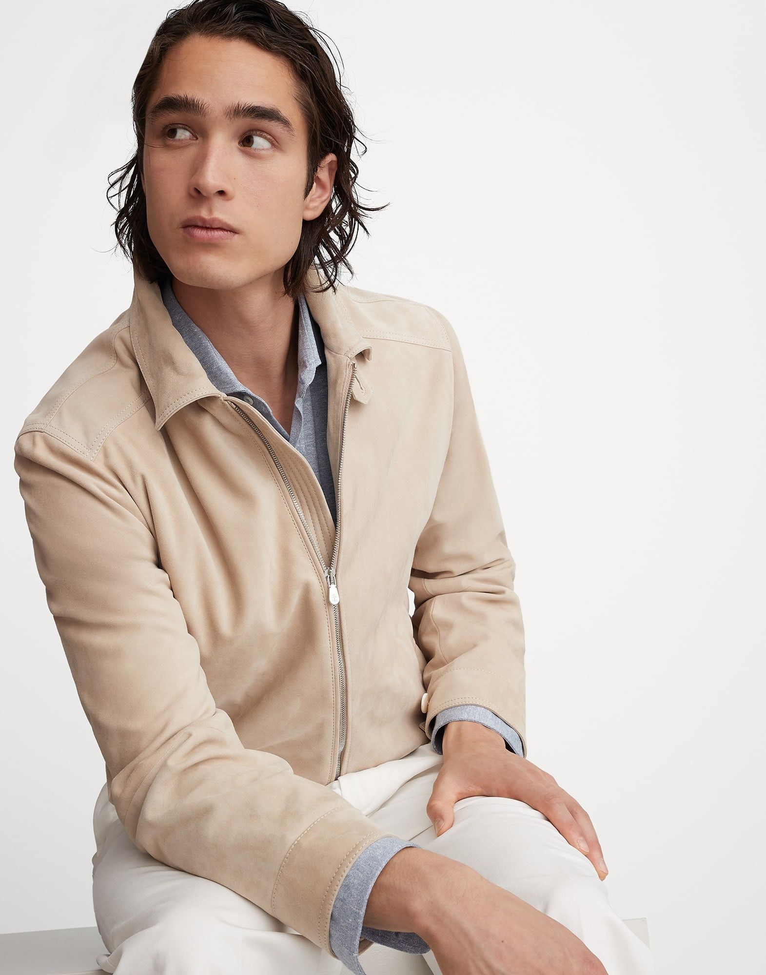 Brunello Cucinelli o1la1rc1a0425 Leather Jacket in Natural Size US M / EU 48-50 / 2 - 6 Thumbnail