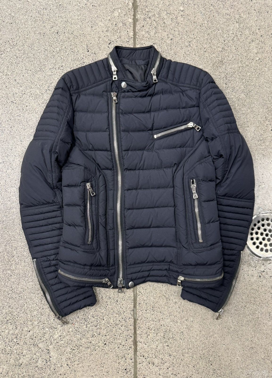 Balmain Balmain Moto-Zip Black Puffer Jacket Size US XS / EU 42 / 0 - 1 Thumbnail