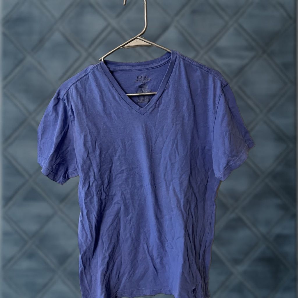 Polo Ralph Lauren Polo Ralph Lauren Shirt Men L Blue Cotton V-Neck Long Sleeve Sleep Shirt Mens Size US L / EU 52-54 / 3 - 1 Thumbnail