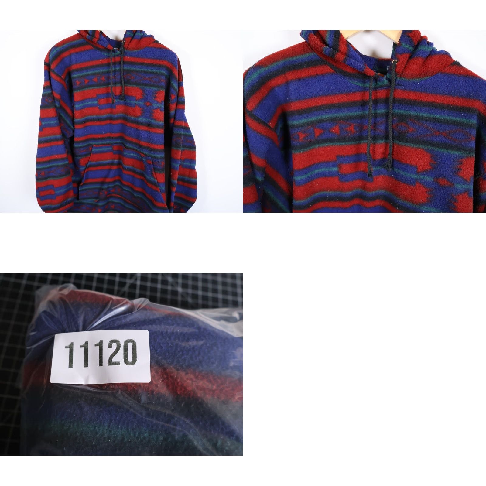 Vintage VINTAGE GARB Oversized Aztec Pattern Fleece Pullover Hoodie Men Medium Red Geometric 90s Tribal Crew Neck Size US M / EU 48-50 / 2 - 9 Thumbnail