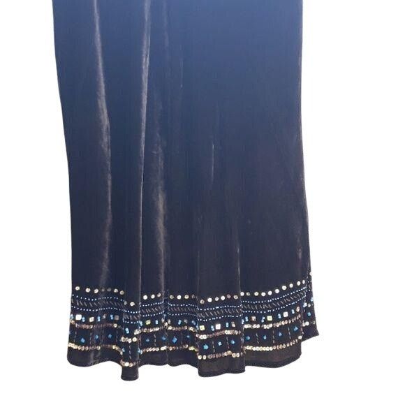 Vintage Vtg 90 Carole Little Brown Velour Maxi Skirt Sz L Native Tri Size 34" / US 12 / IT 48 - 8 Thumbnail