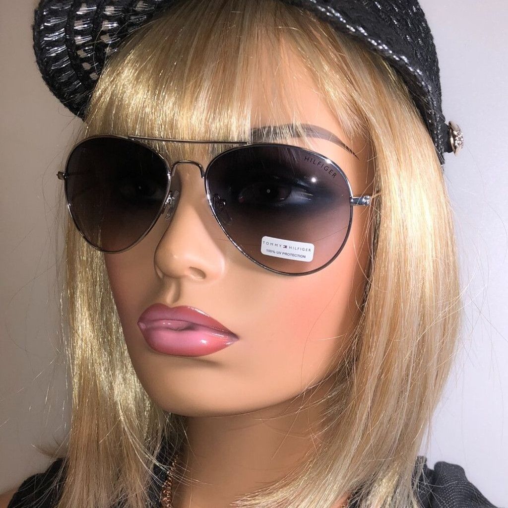 Tommy Hilfiger Tommy Hilfiger Silver & Black Aviator Sunglasses Size ONE SIZE - 1 Thumbnail