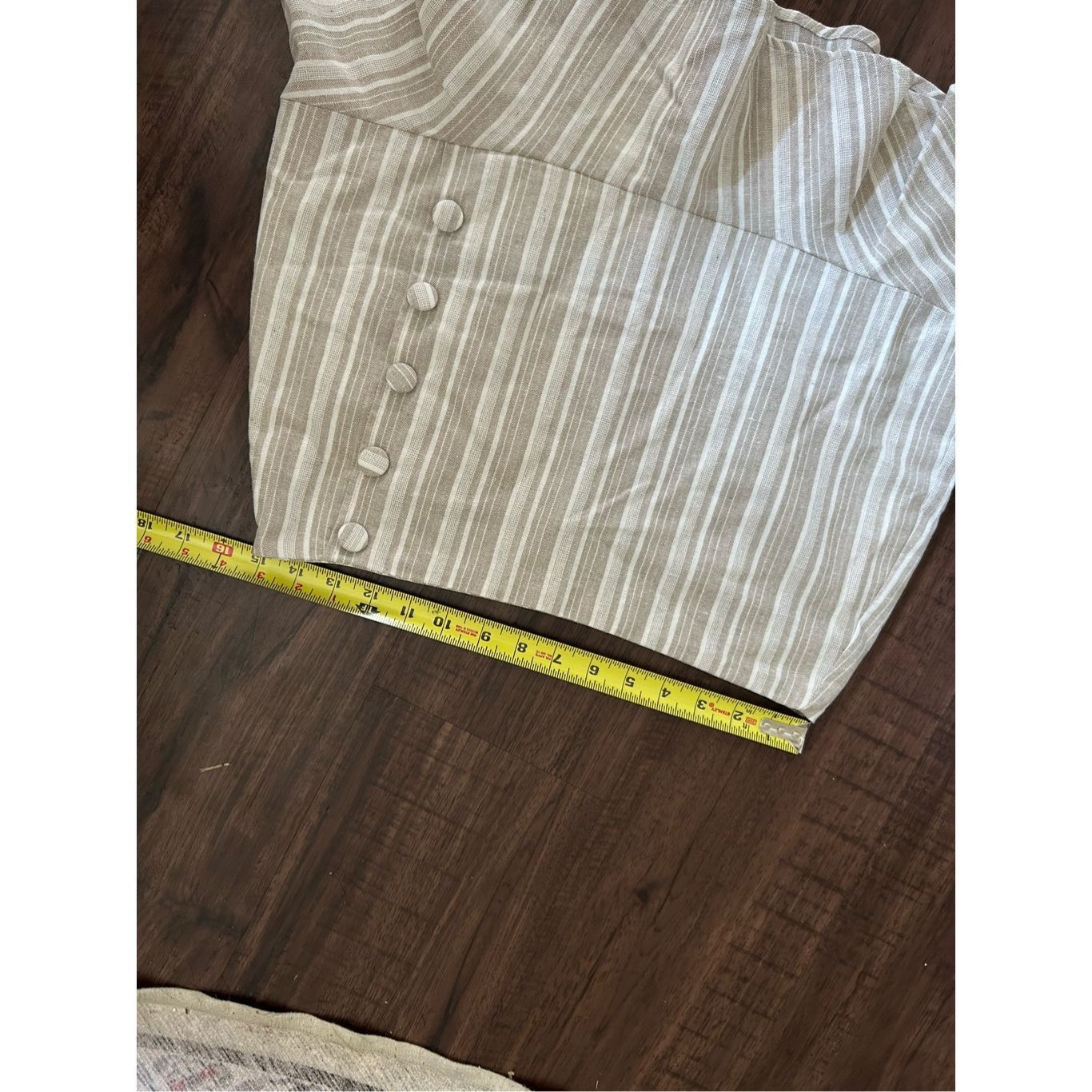 Raw State ALTAR'D STATE White Tan Stripe Ruffle Button Mini Skirt, Siz Size 34" / US 12 / IT 48 - 2 Thumbnail